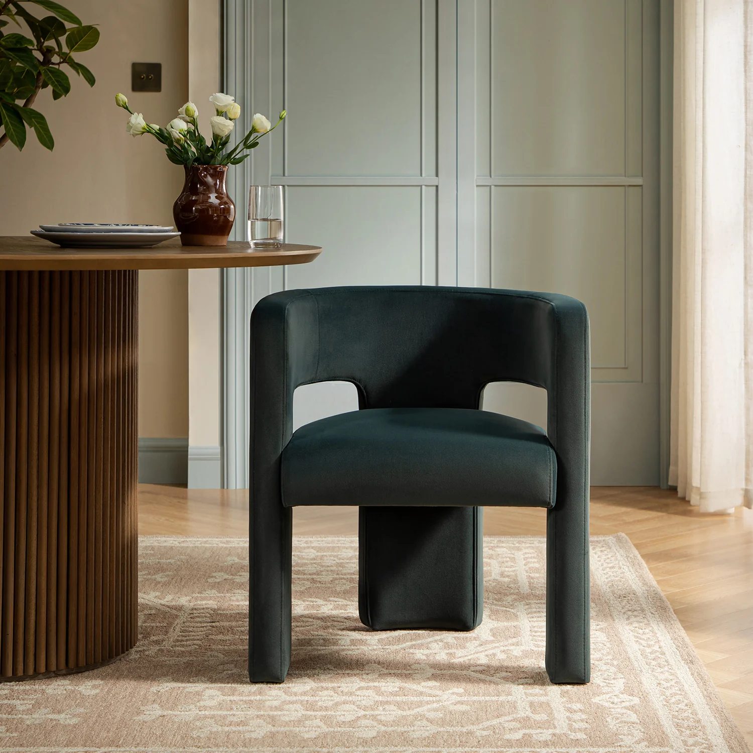 Greenwich Aegean Blue Velvet Dining Chair - Image 3