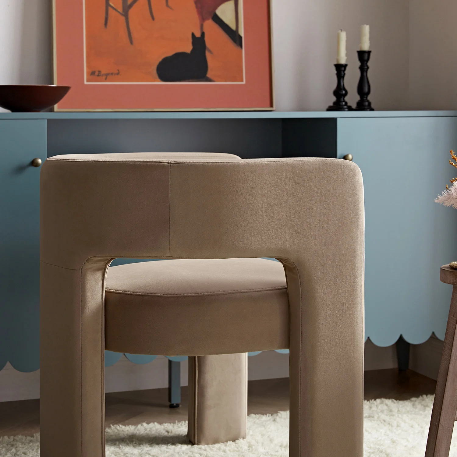 Greenwich Camel Velvet Dining Chair - Image 4