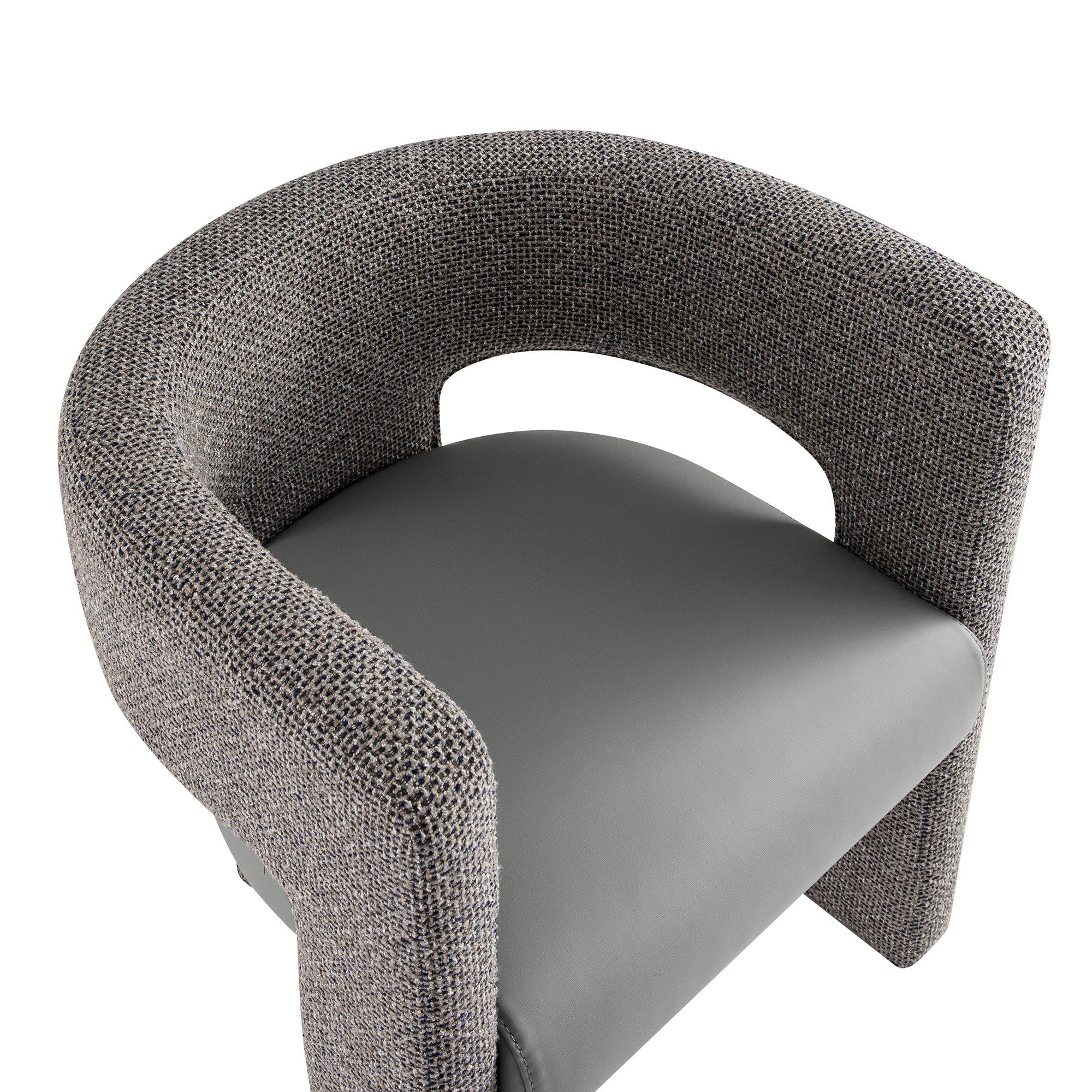 Greenwich Grey & Blue Textured Fabric and Grey Faux Leather Seat Dining Chair - Image 12