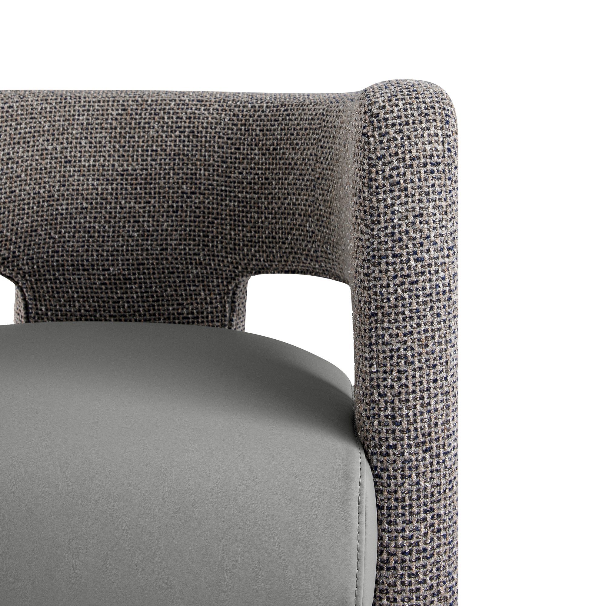 Greenwich Grey & Blue Textured Fabric and Grey Faux Leather Seat Dining Chair - Image 13