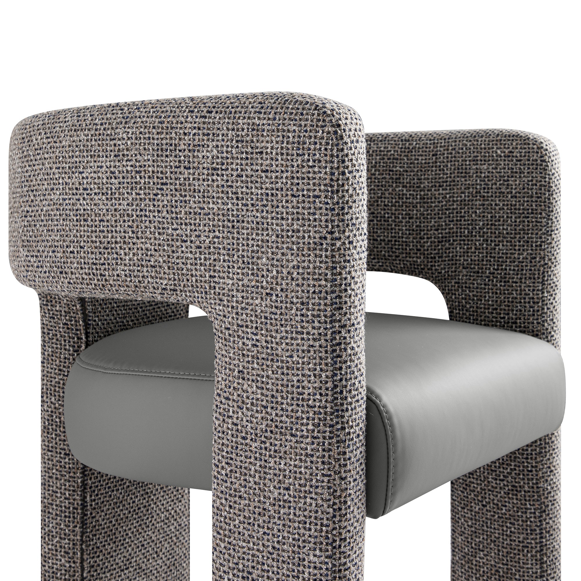 Greenwich Grey & Blue Textured Fabric and Grey Faux Leather Seat Dining Chair - Image 14
