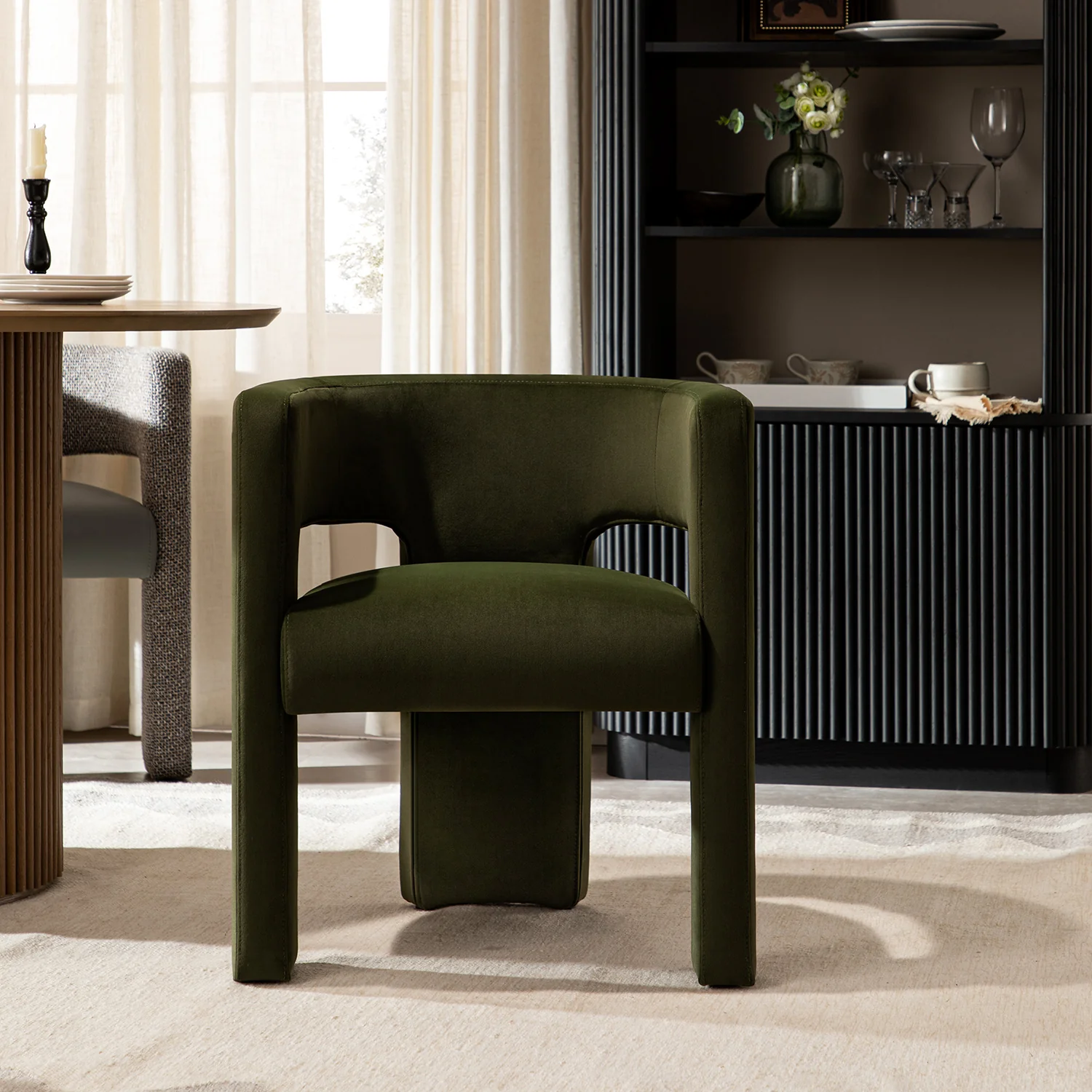 Greenwich Moss Green Velvet Dining Chair - Image 2