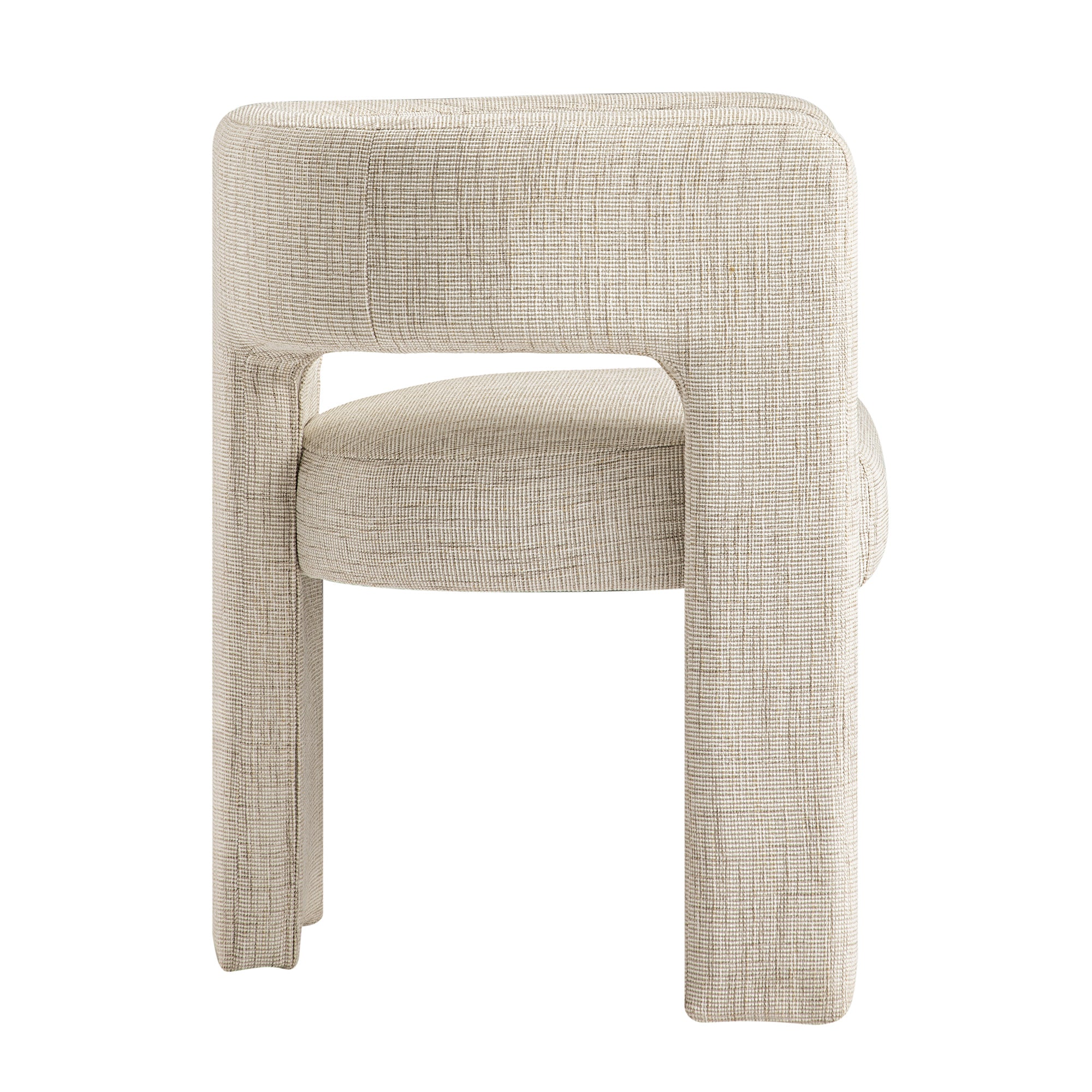 Greenwich Oatmeal & Beige Woven Textured Fabric Dining Chair - Image 11