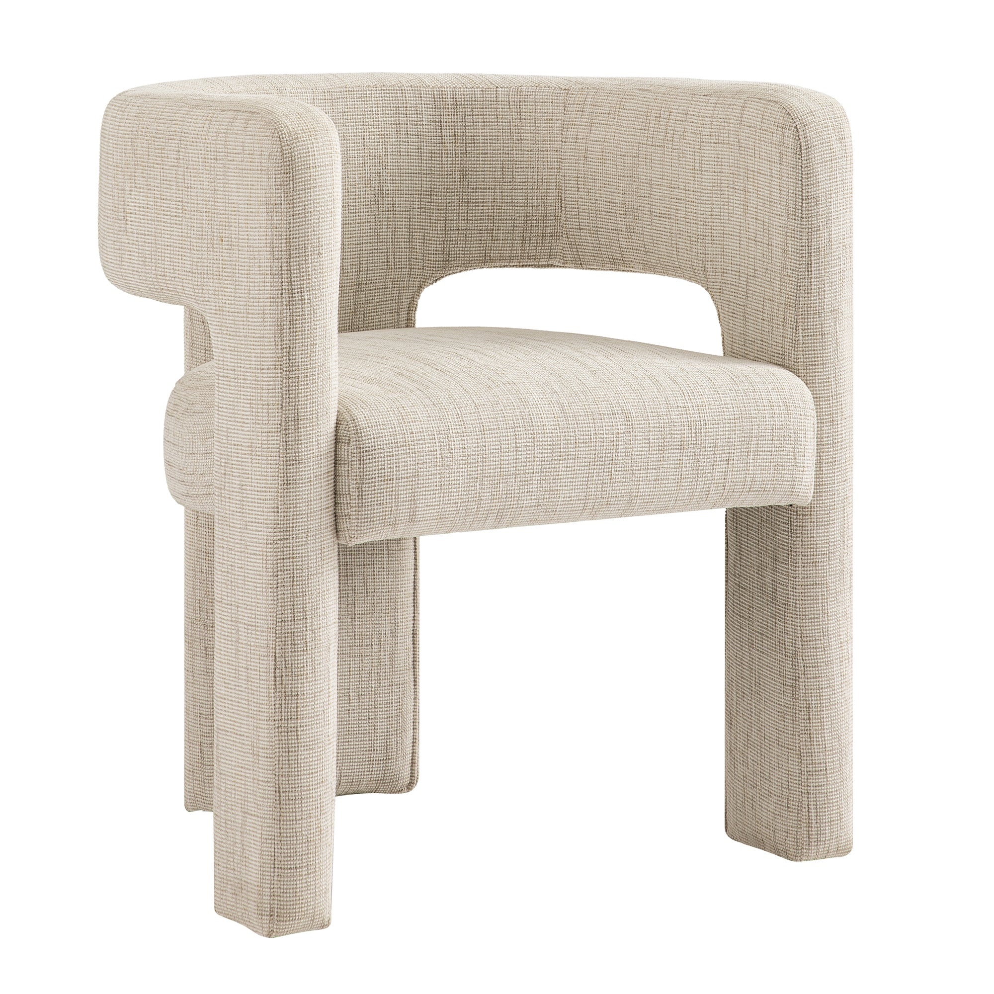 Greenwich Oatmeal & Beige Woven Textured Fabric Dining Chair - Image 8