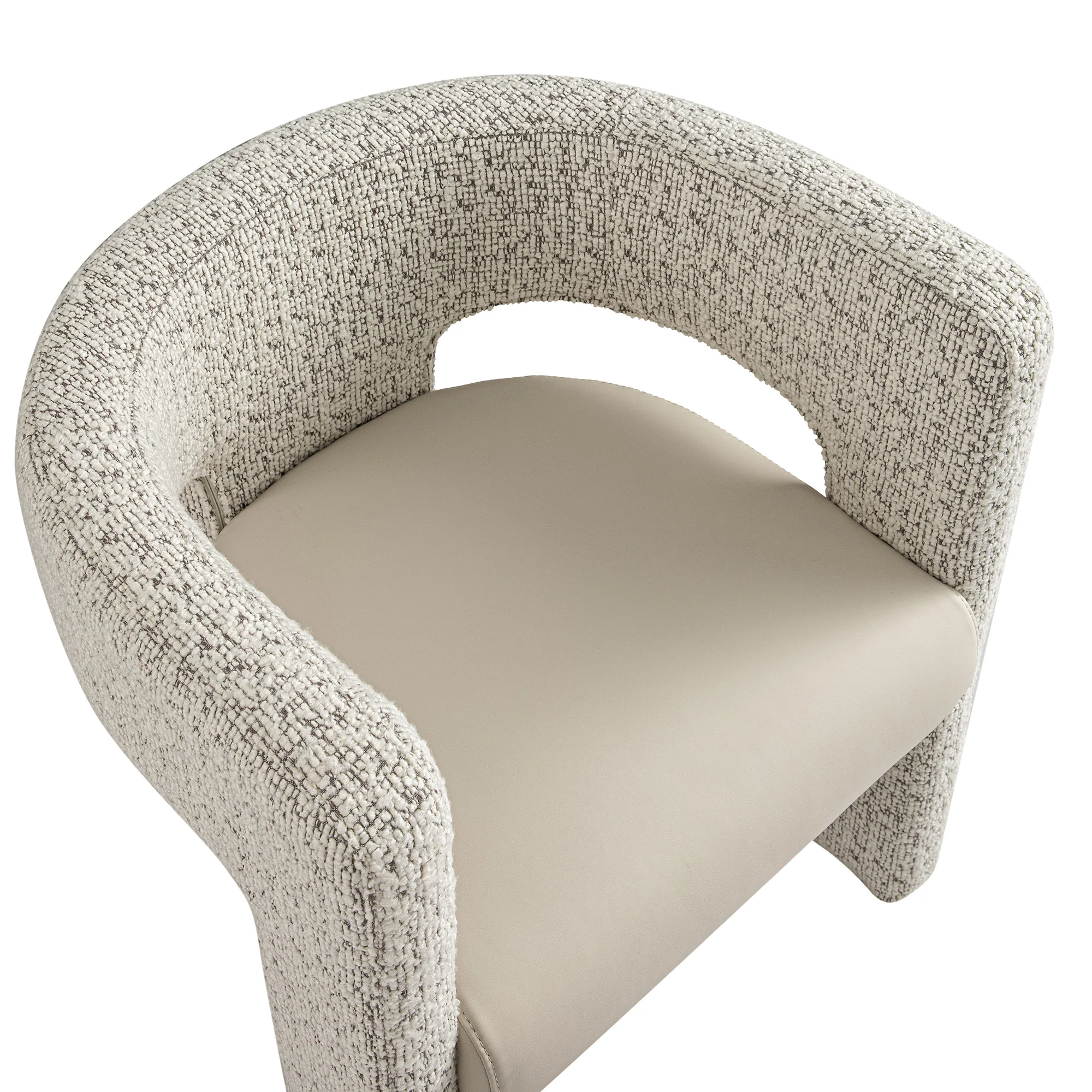 Greenwich Taupe Boucle and Beige Faux Leather Seat Dining Chair - Image 13