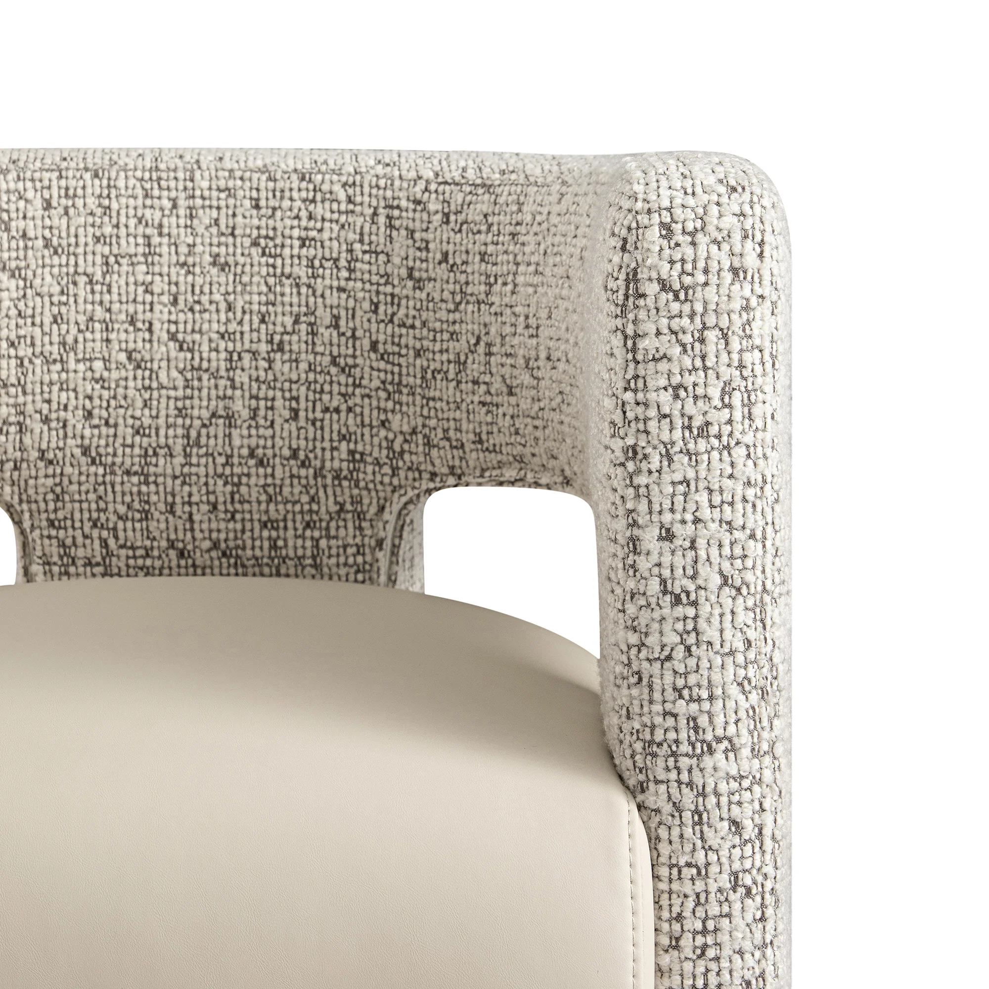 Greenwich Taupe Boucle and Beige Faux Leather Seat Dining Chair - Image 14