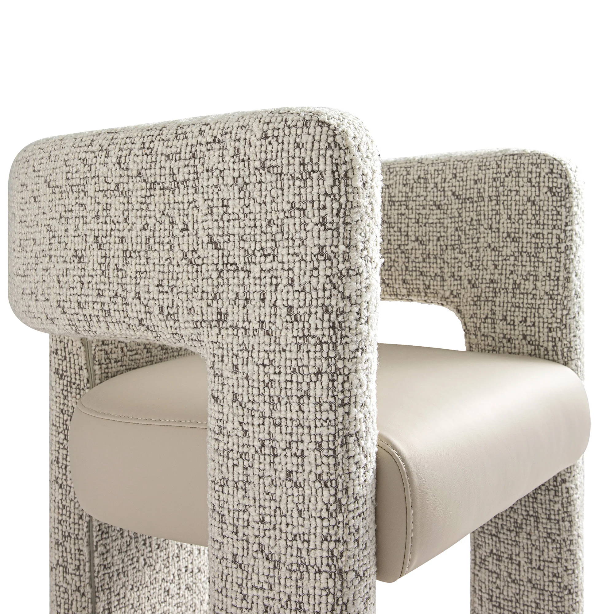 Greenwich Taupe Boucle and Beige Faux Leather Seat Dining Chair - Image 16
