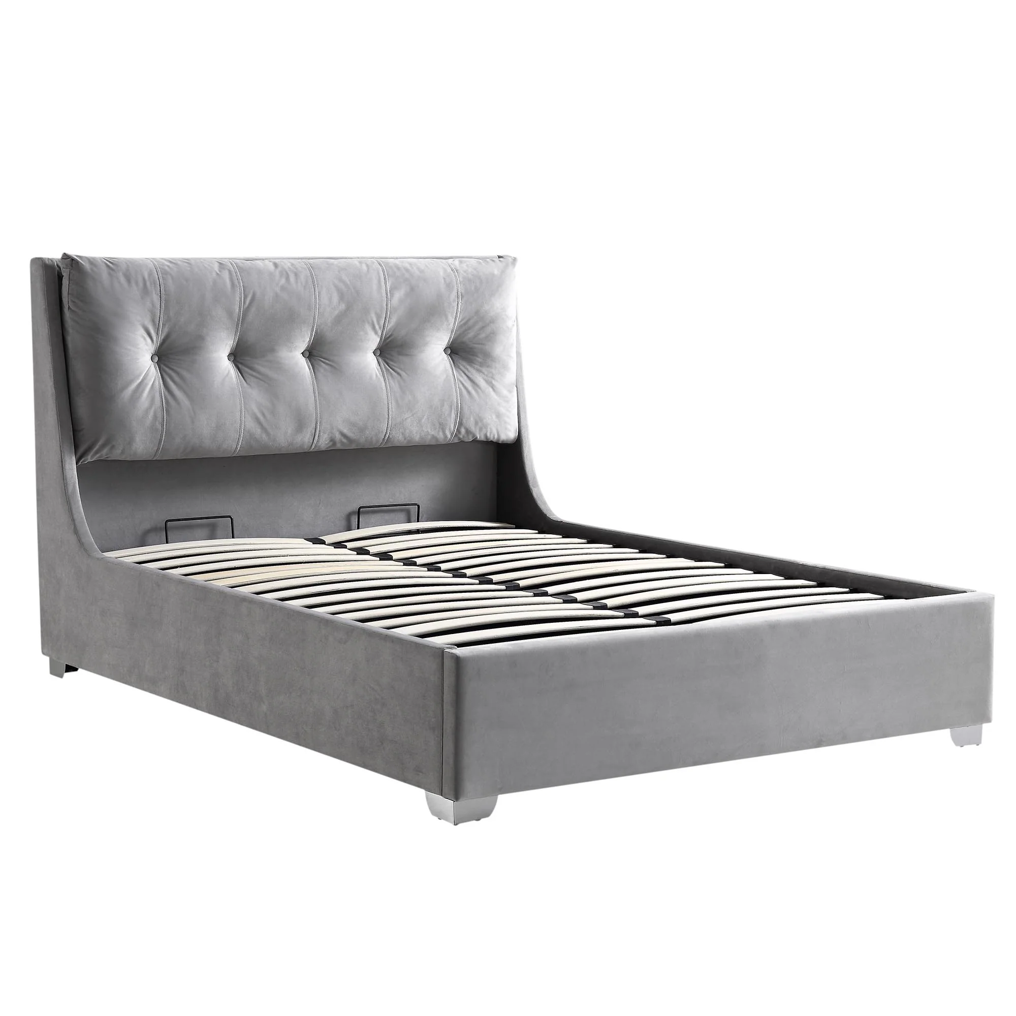 Hadley Grey Velvet Ottoman Storage Bed - Image 6