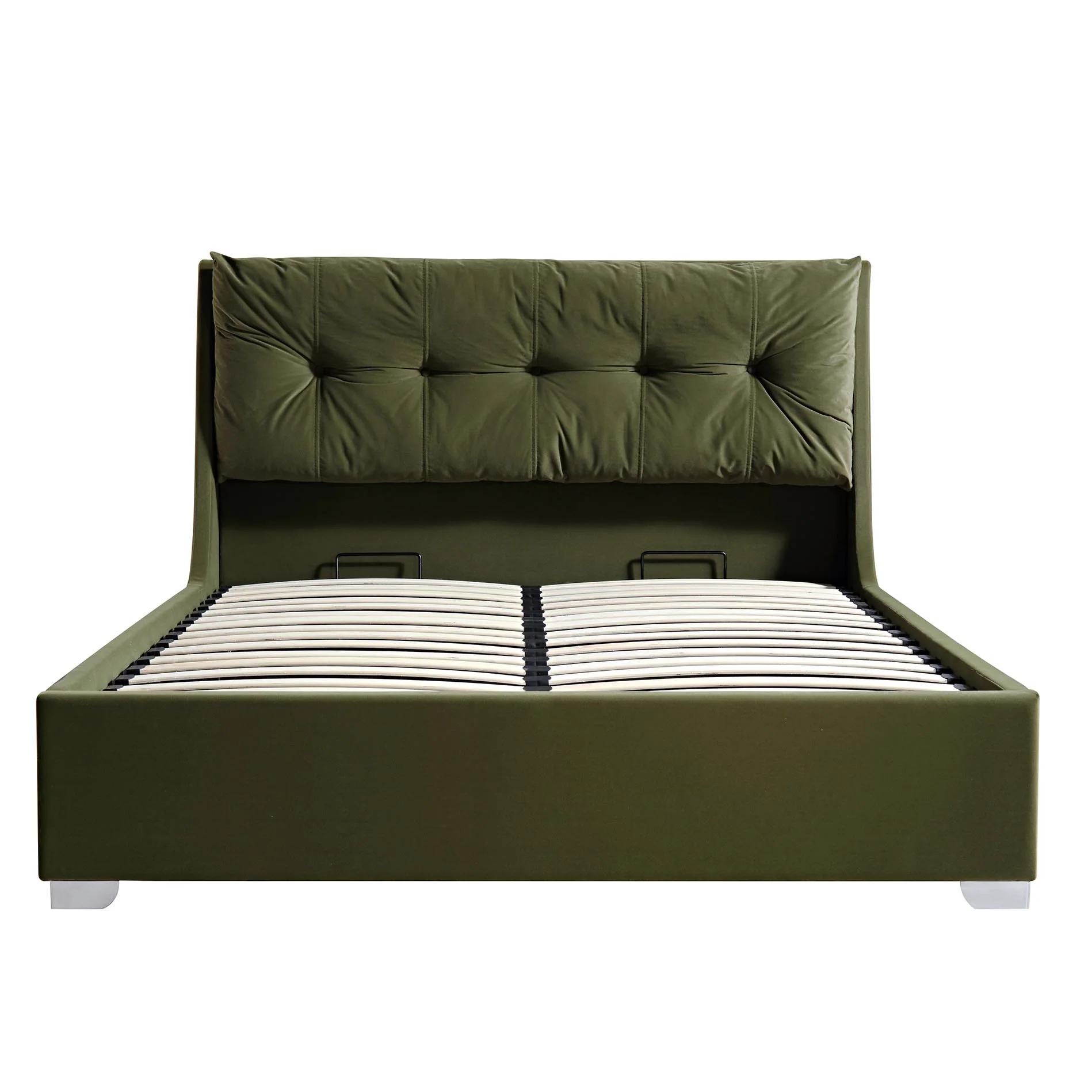 Hadley Moss Green Velvet Ottoman Storage Bed - Image 5