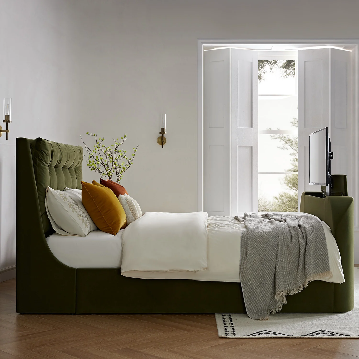 Hadley Moss Green Velvet Ottoman TV Bed - Image 5