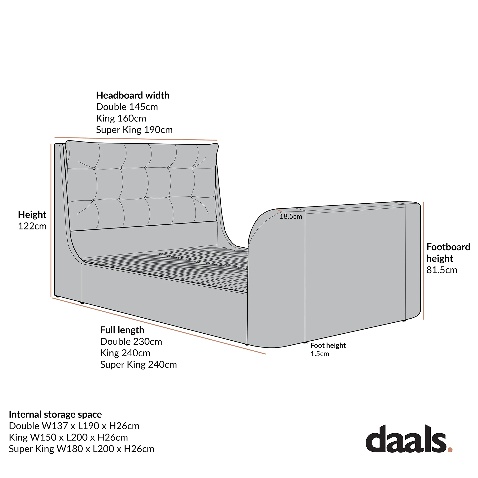 Hadley Stone Fabric Ottoman TV Bed - Image 14
