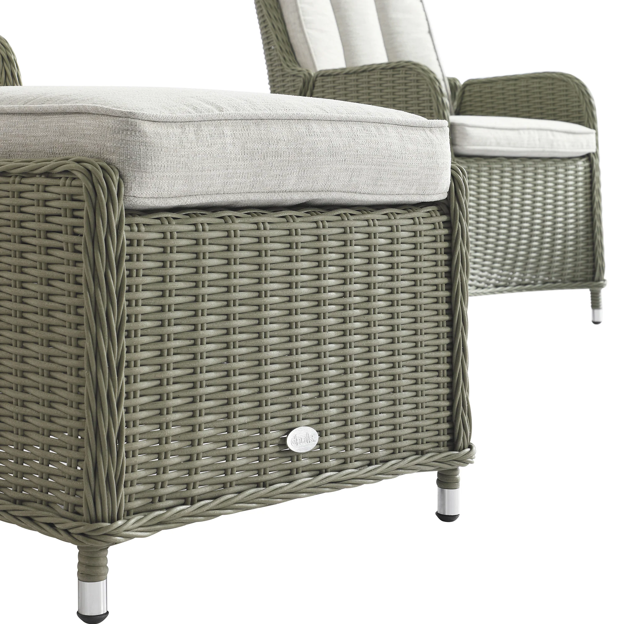Hampshire 2-Seater Round Wicker Reclining Bistro Set with Stools, Desert Sage - Image 17