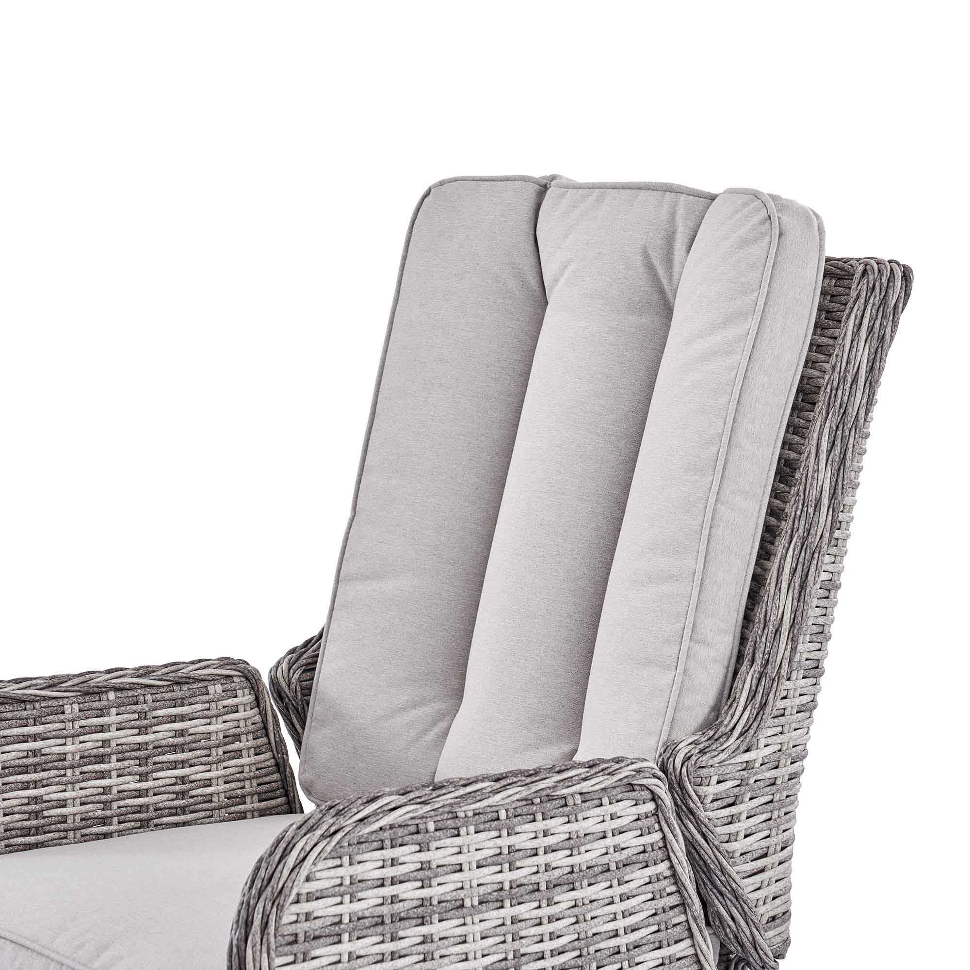 Hampshire 2-Seater Round Wicker Reclining Bistro Set with Stools, Light Grey - Image 11