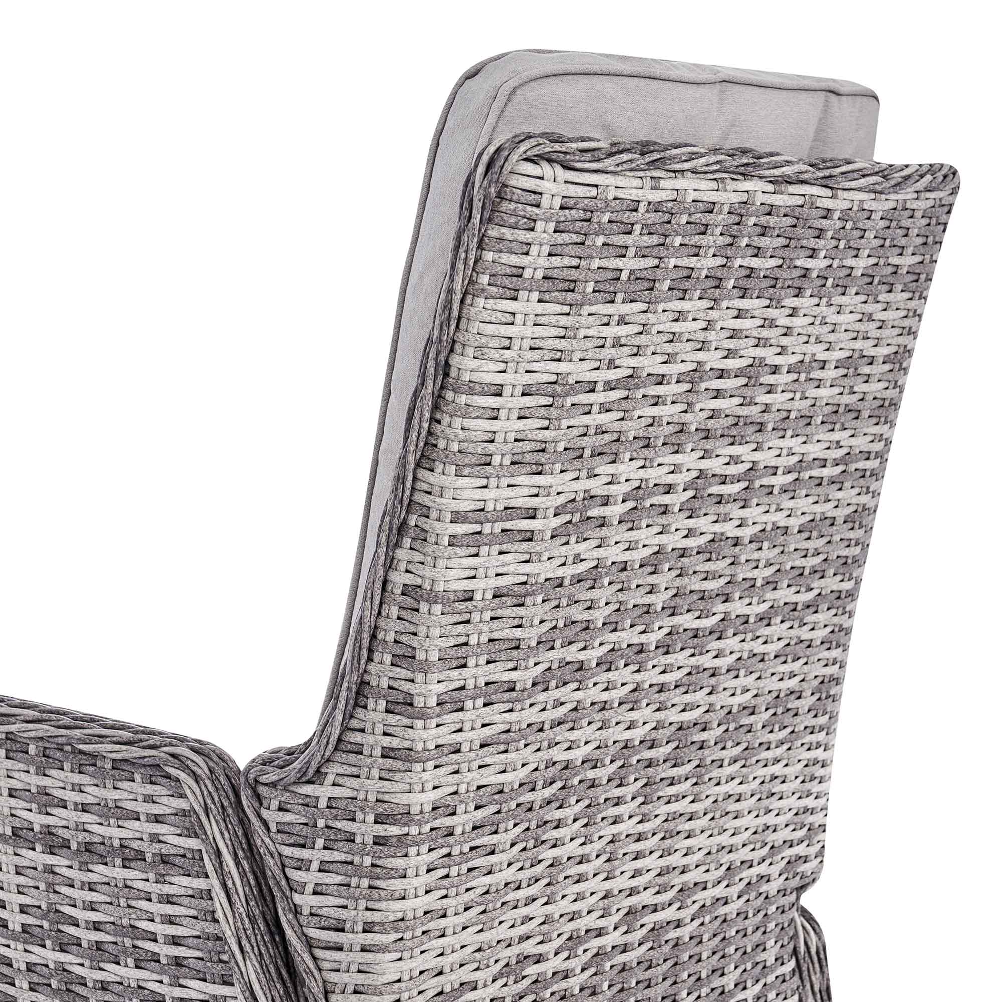 Hampshire 2-Seater Round Wicker Reclining Bistro Set with Stools, Light Grey - Image 13