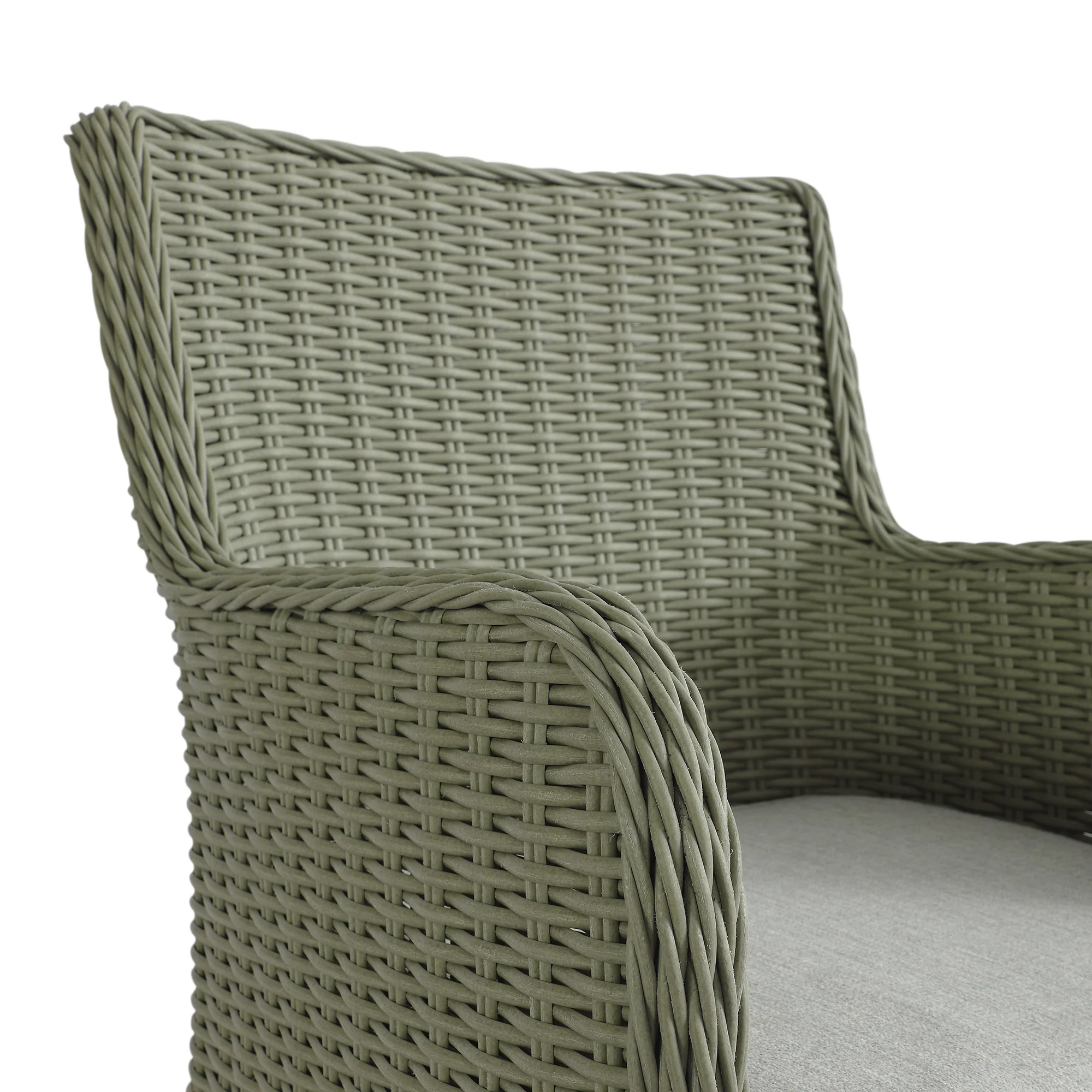Hampshire 4-Seater Round Wicker Rattan Dining Set, Desert Sage - Image 12