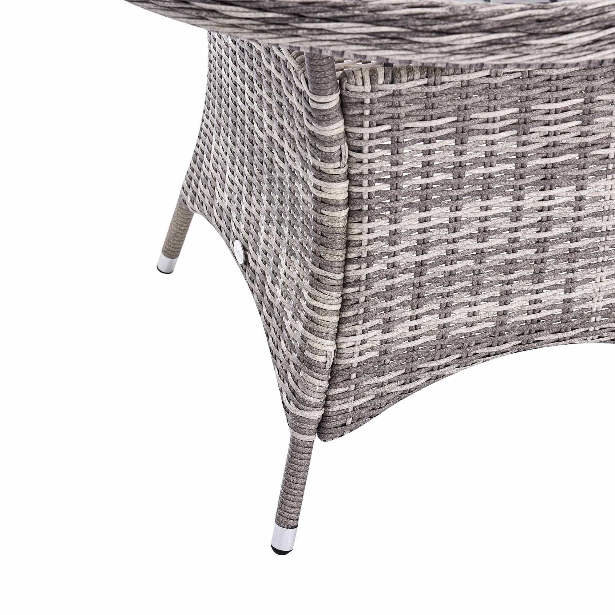 Hampshire 4-Seater Round Wicker Rattan Dining Set, Light Grey - Image 11