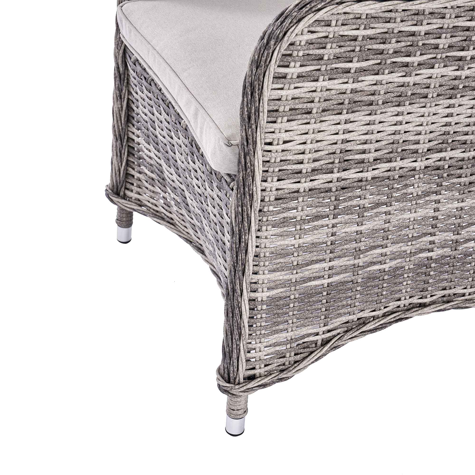 Hampshire 4-Seater Round Wicker Rattan Dining Set, Light Grey - Image 12