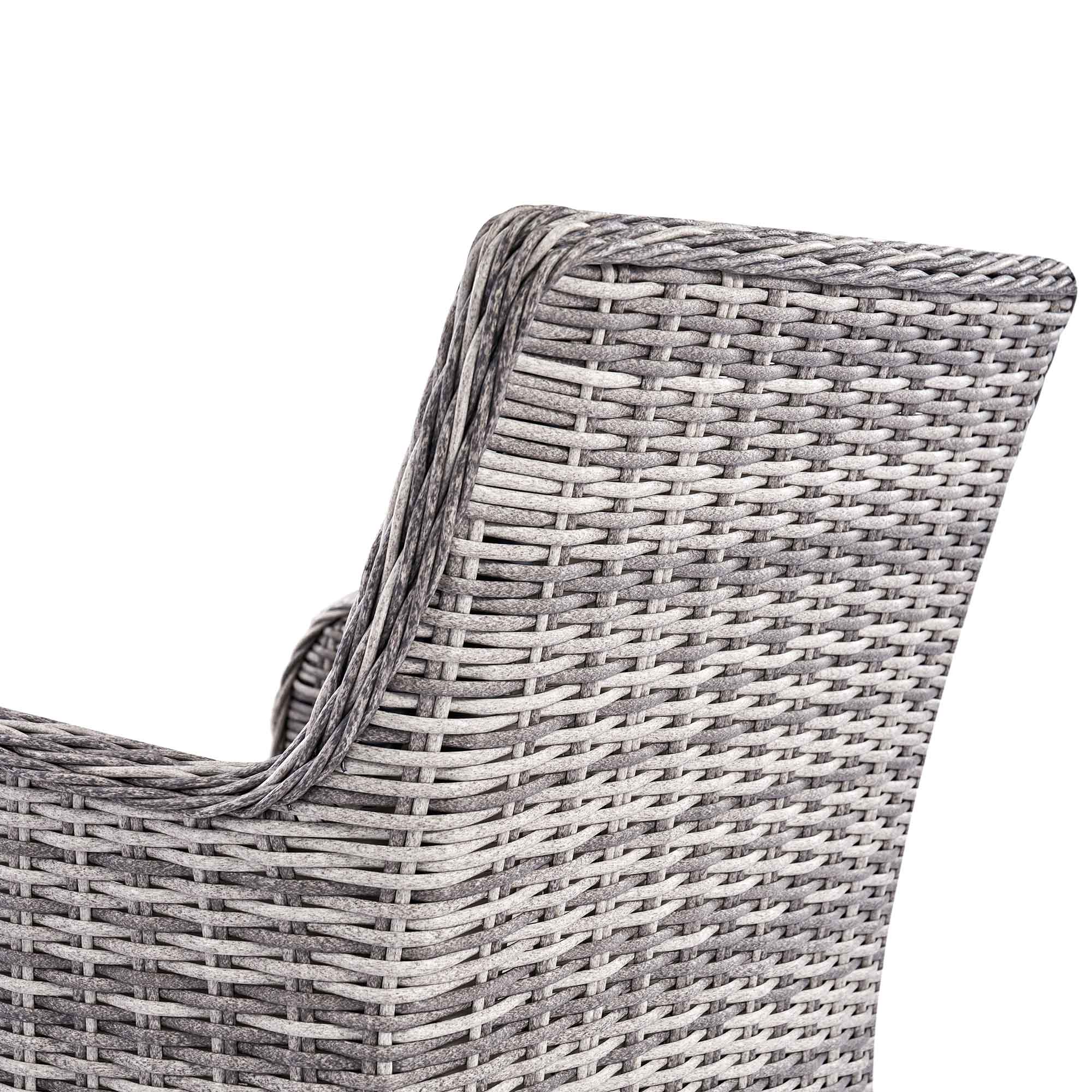 Hampshire 4-Seater Round Wicker Rattan Dining Set, Light Grey - Image 13