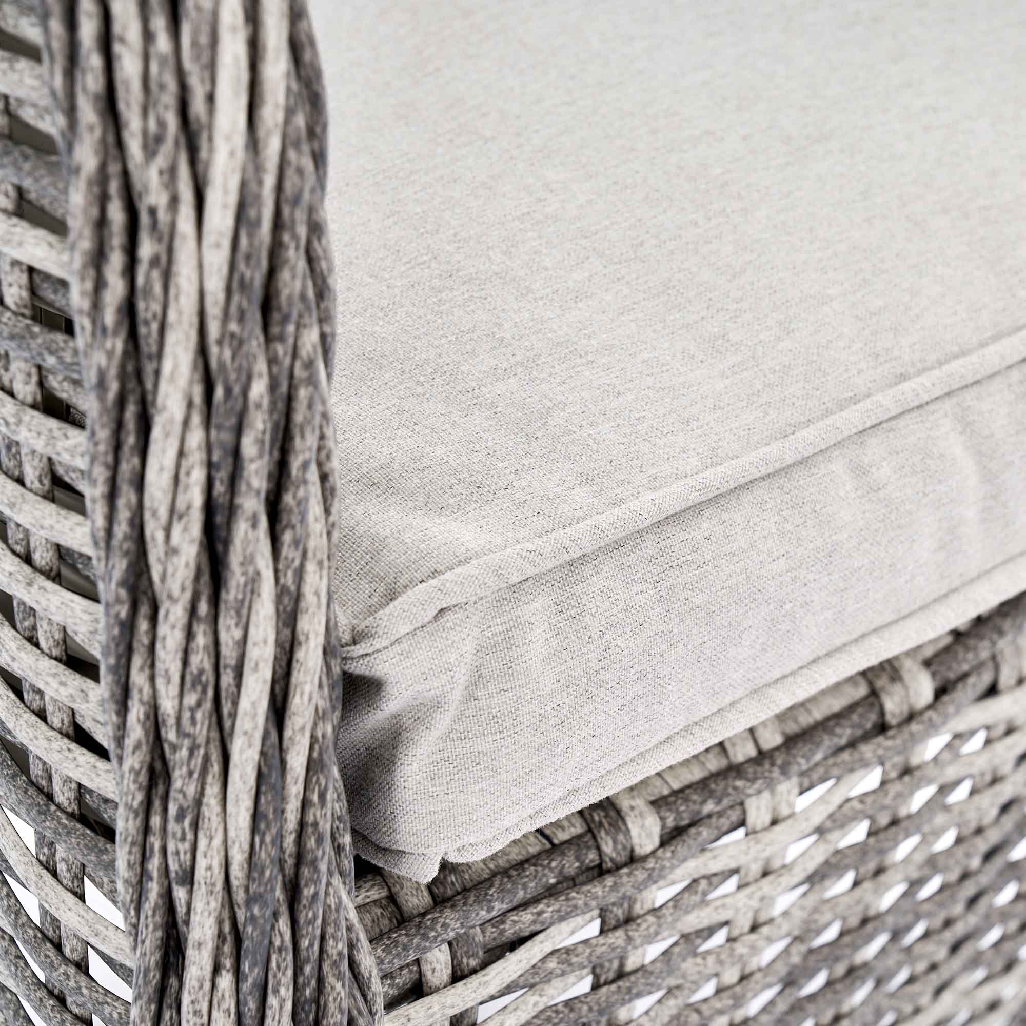 Hampshire 4-Seater Round Wicker Rattan Dining Set, Light Grey - Image 14