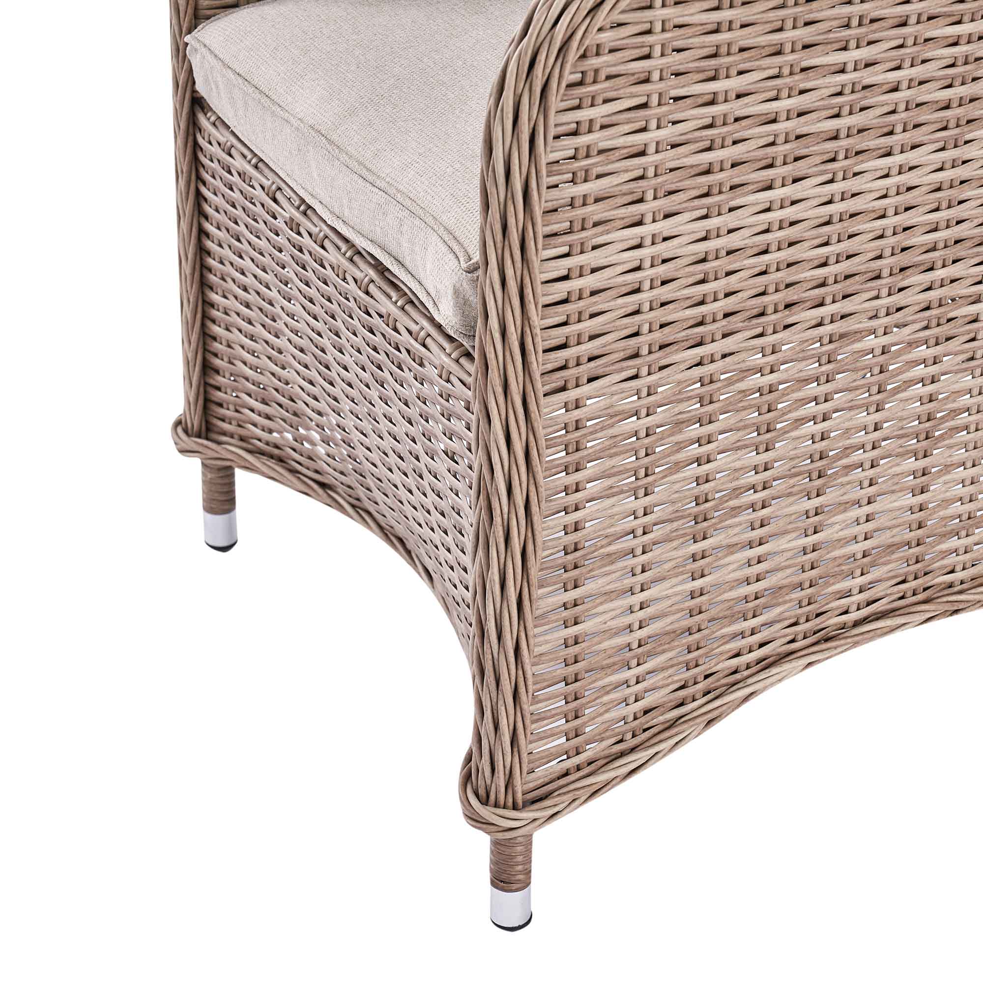 Hampshire 4-Seater Round Wicker Rattan Dining Set, Natural - Image 10