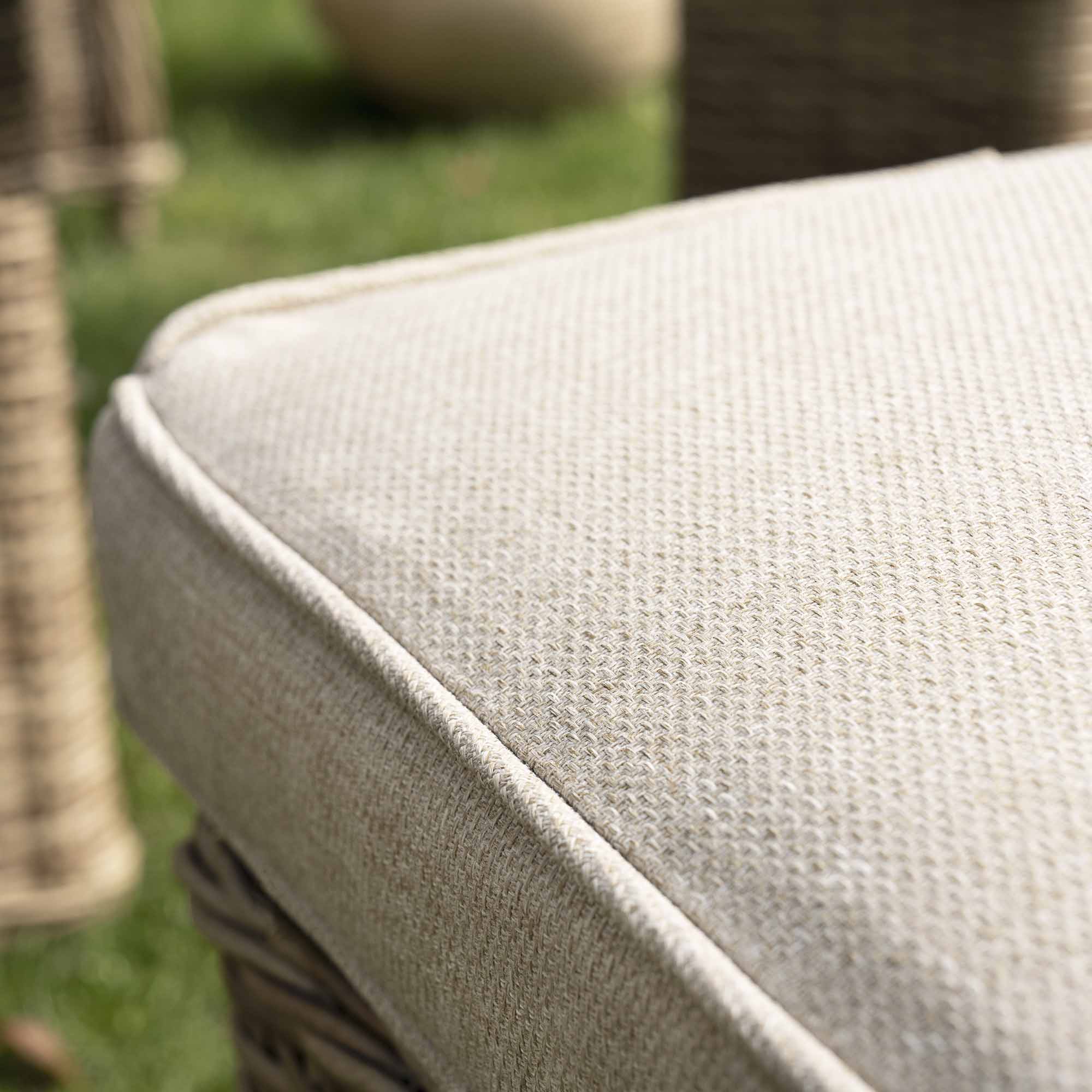 Hampshire Large Corner Round Wicker Rattan Casual Dining Set with Rising Firepit Table, Natural - Image 7
