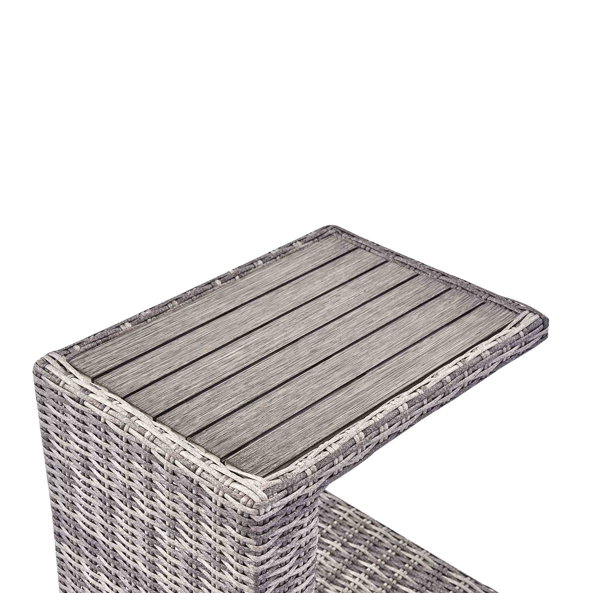 Hampshire Round Wicker Rattan Side Table, Light Grey - Image 5