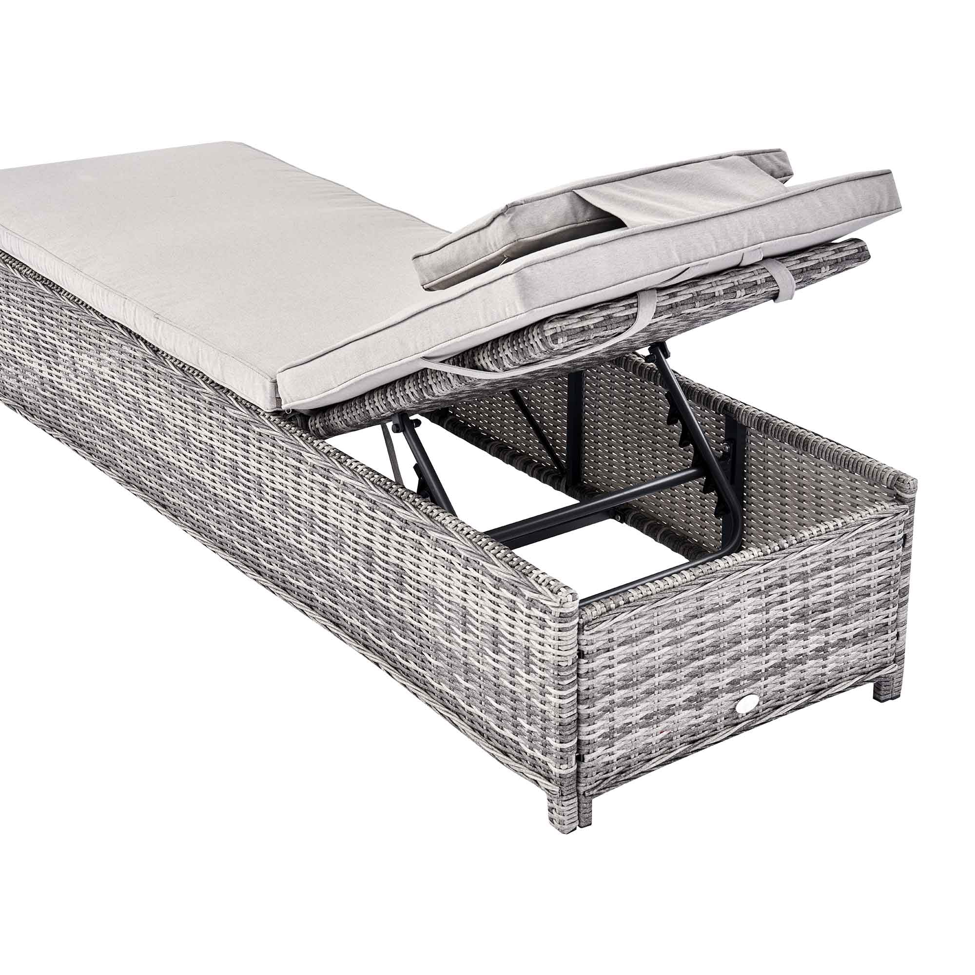 Hampshire Round Wicker Rattan Sun Lounger, Light Grey - Image 10