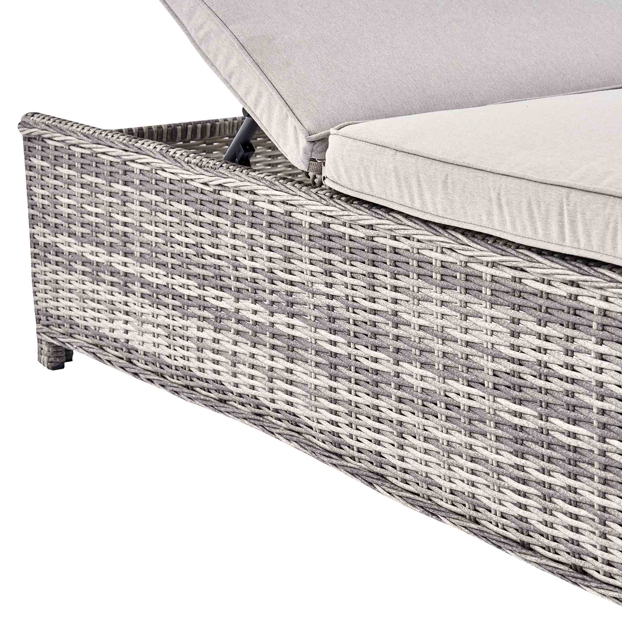 Hampshire Round Wicker Rattan Sun Lounger, Light Grey - Image 9