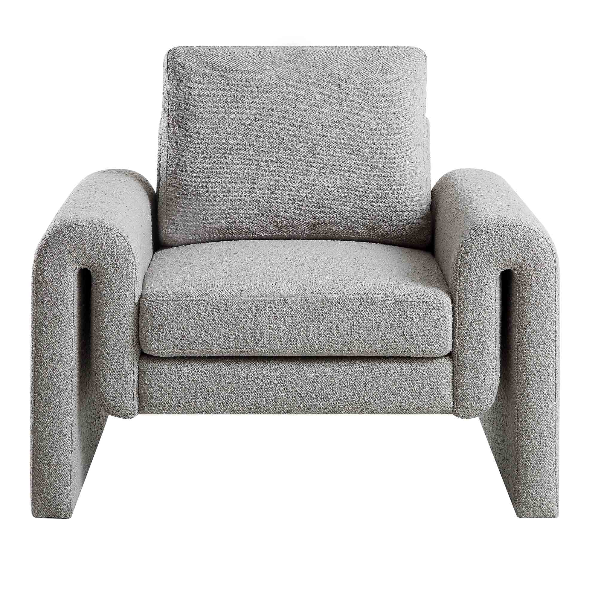 Hampstead Grey Boucle Curved Armchair - Image 3