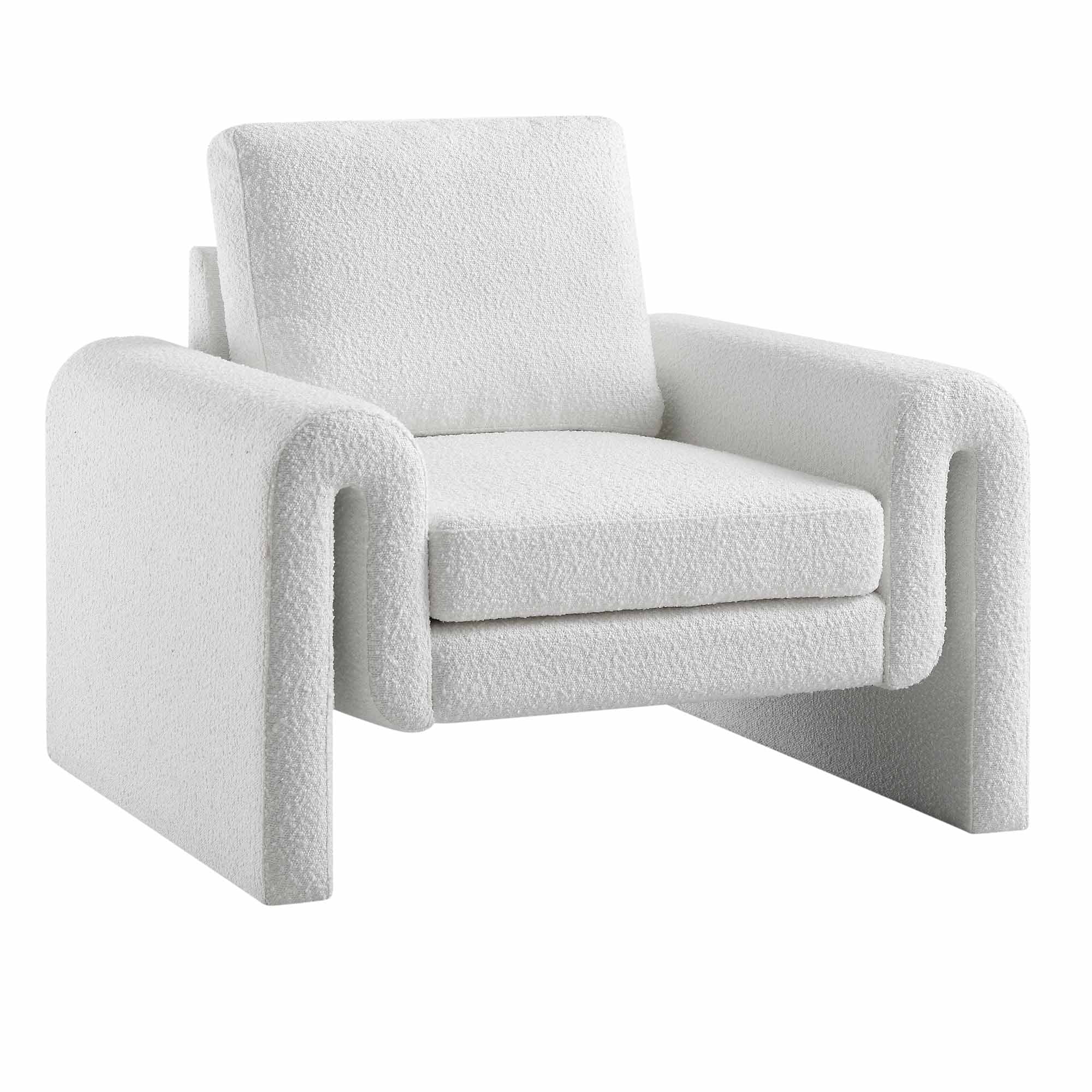 Hampstead White Boucle Curved Armchair - Image 4