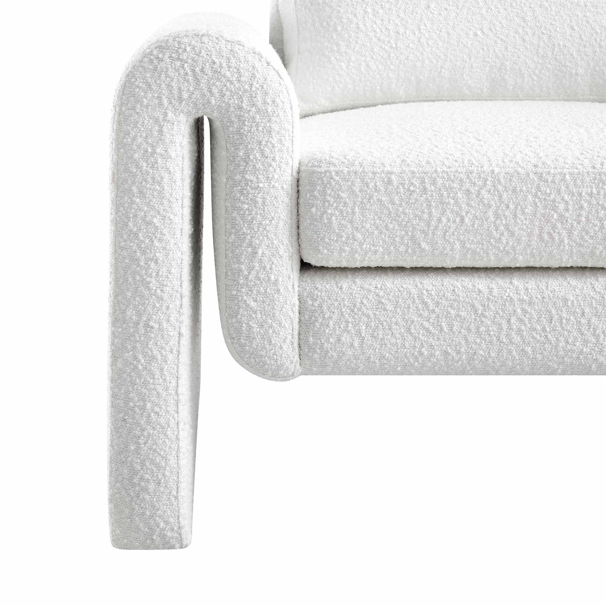 Hampstead White Boucle Curved Armchair - Image 9
