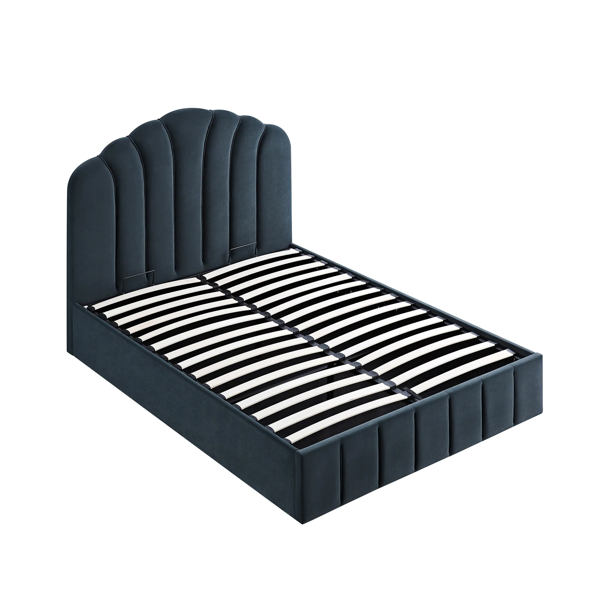Hana Ottoman Storage Bed, Aegean Blue Velvet - Image 10