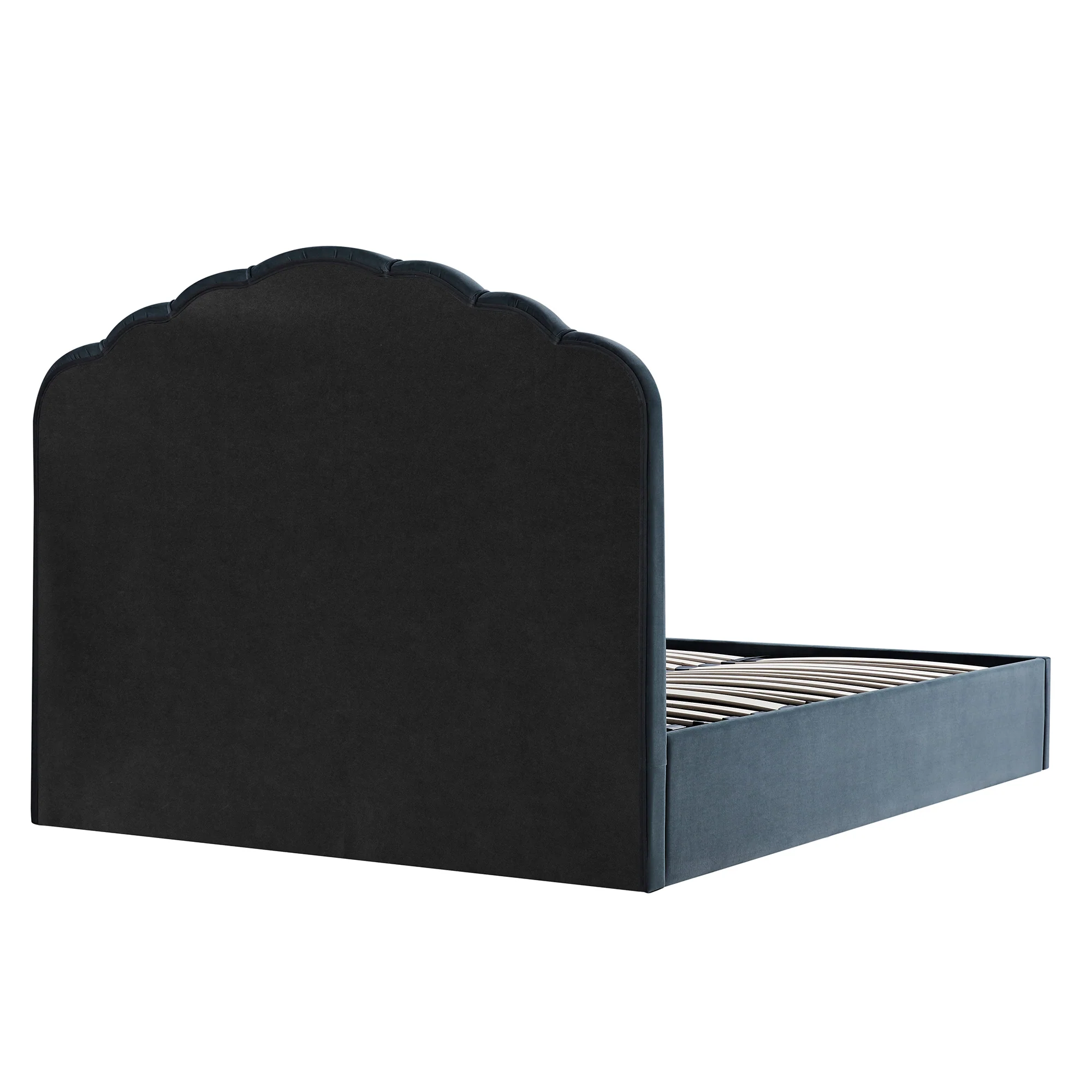 Hana Ottoman Storage Bed, Aegean Blue Velvet - Image 12