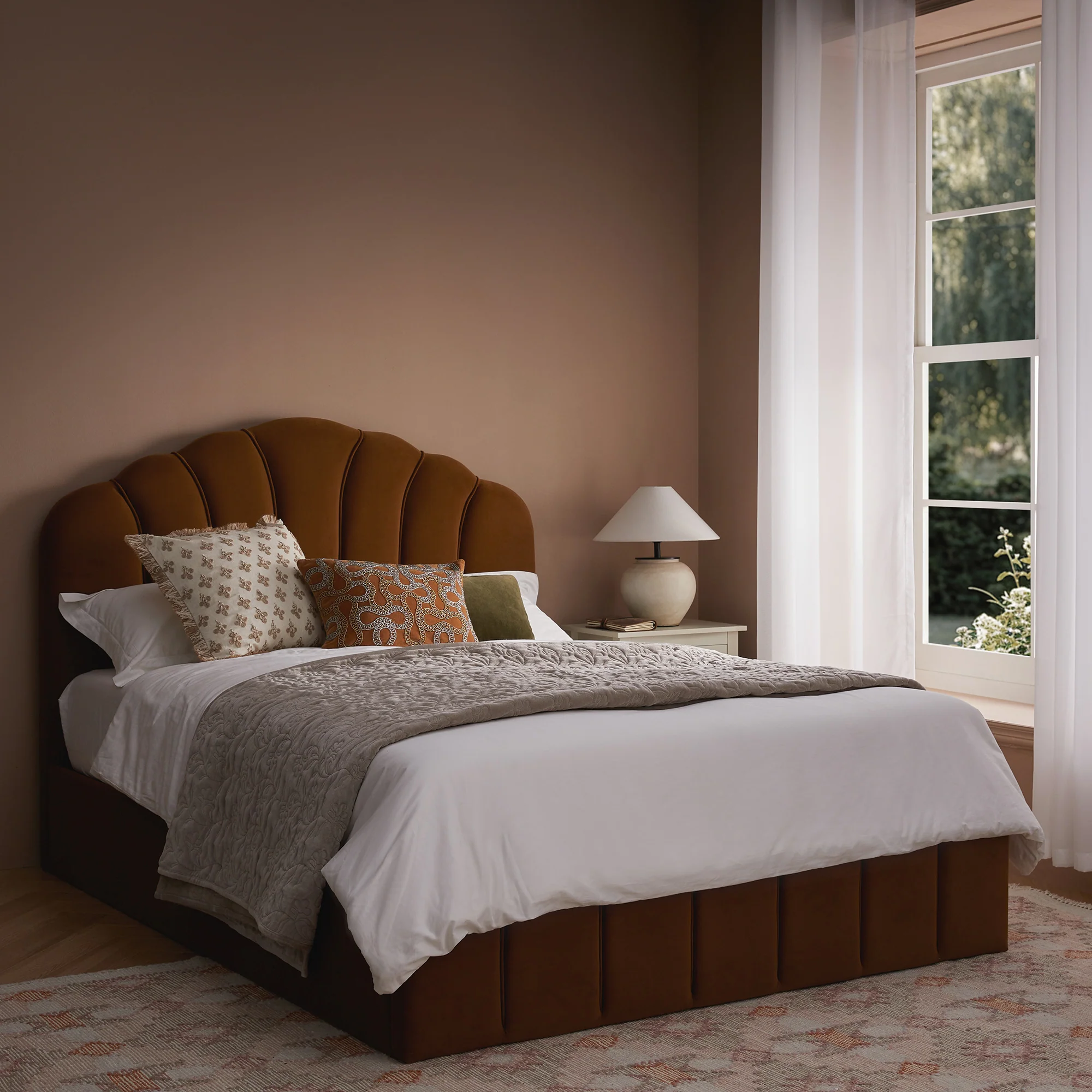 Hana Ottoman Storage Bed, Cinnamon Velvet - Image 2