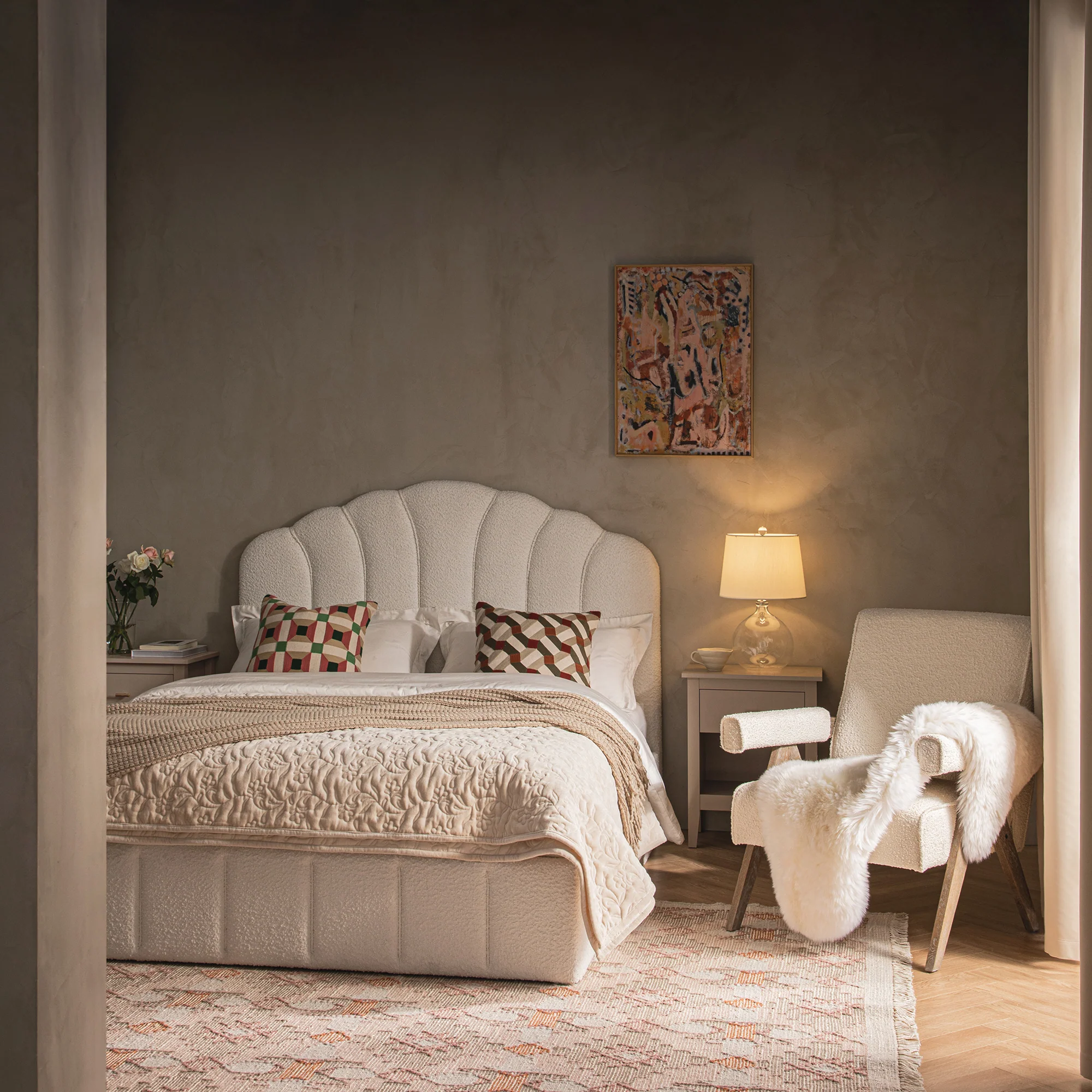 Hana Ottoman Storage Bed, Ecru Boucle - Image 3