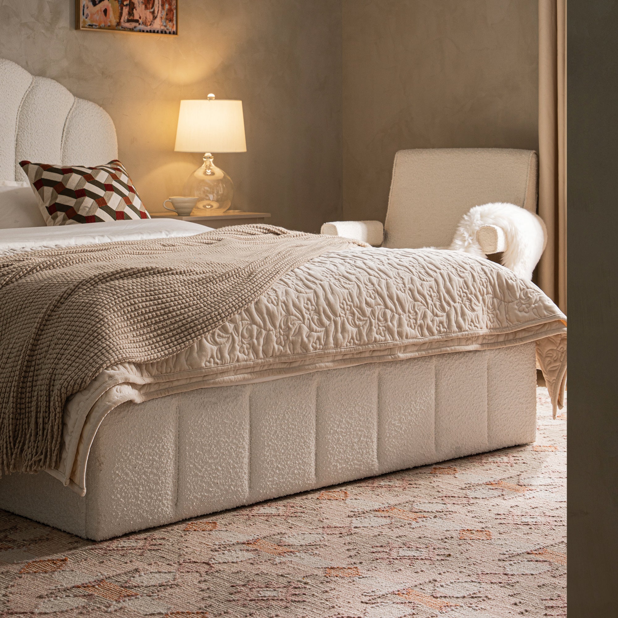 Hana Ottoman Storage Bed, Ecru Boucle - Image 7