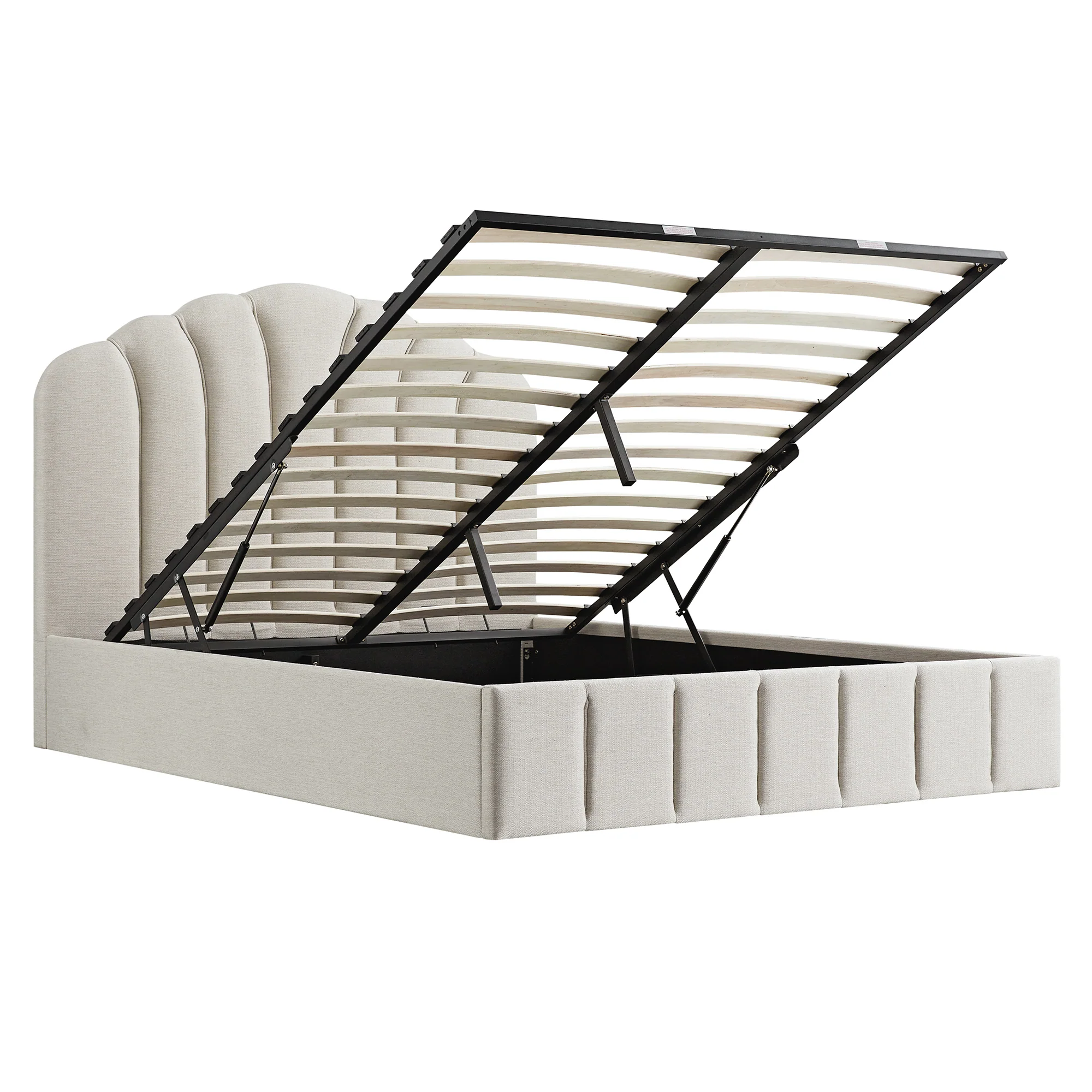 Hana Ottoman Storage Bed, Ivory Weave Fabric - Image 10