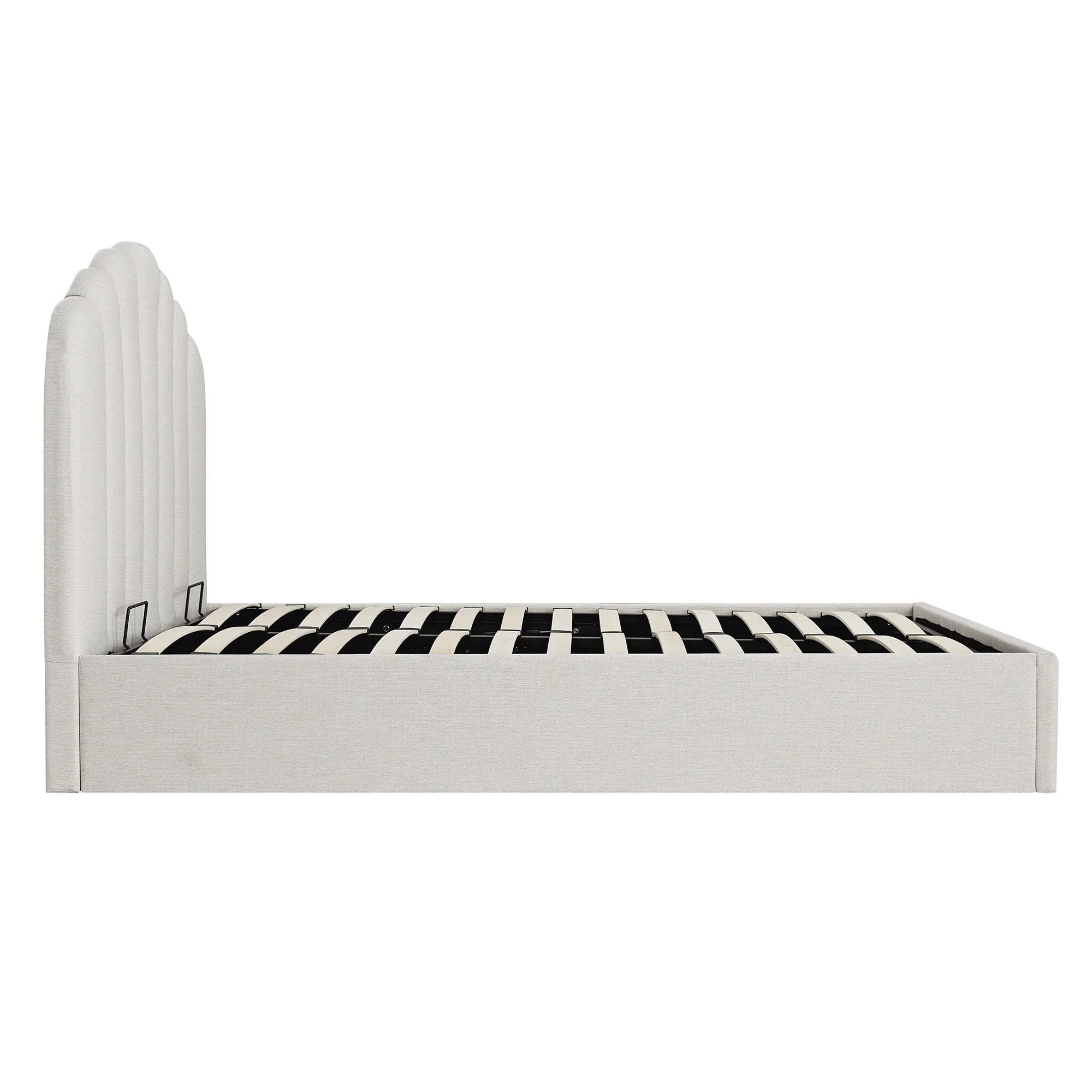 Hana Ottoman Storage Bed, Ivory Weave Fabric - Image 12