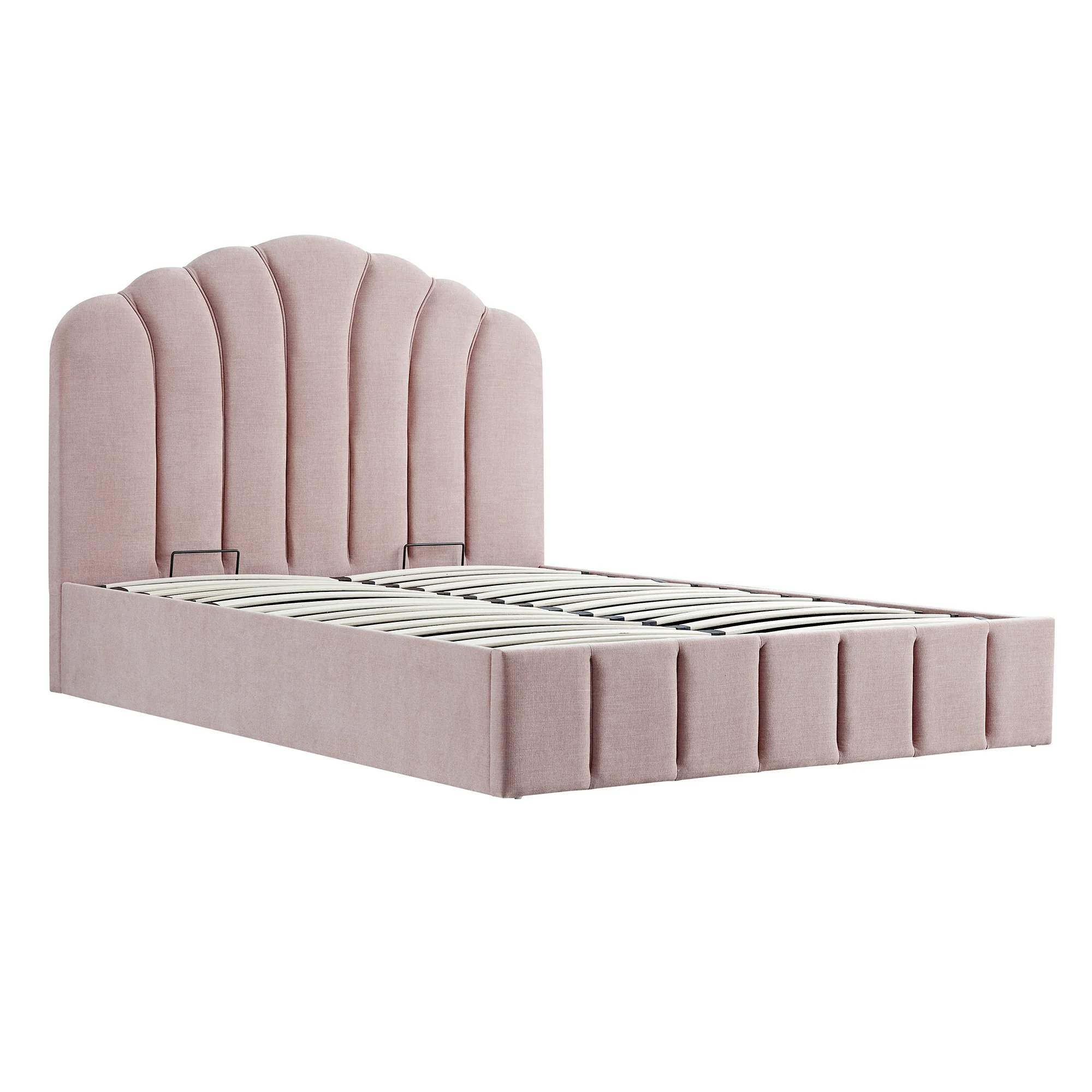 Hana Ottoman Storage Bed, Petal Pink Chenille - Image 9