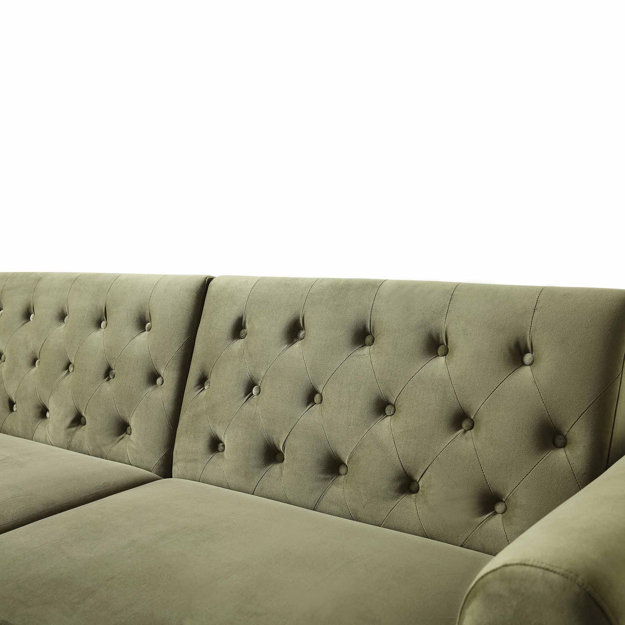 Hanney 3-Seater Chesterfield Sofabed in Moss Green Velvet - Image 15