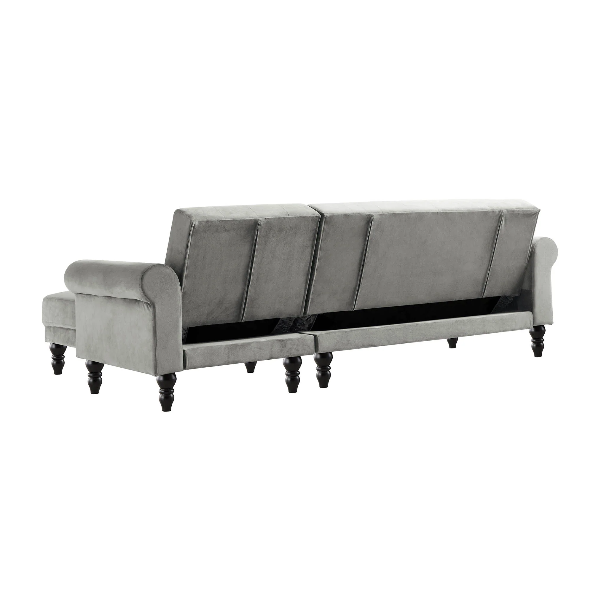 Hanney Chesterfield Chaise Sofabed in Grey Velvet - Image 13