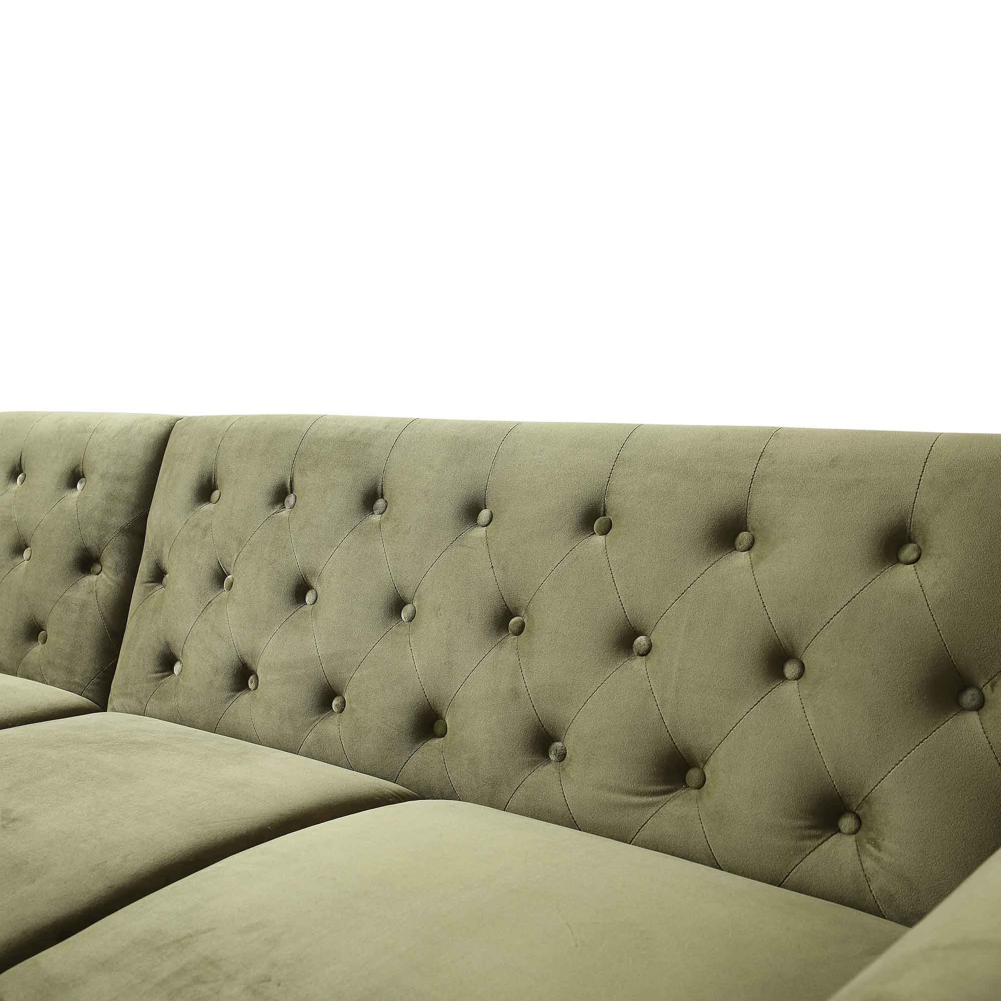 Hanney Chesterfield Chaise Sofabed in Moss Green Velvet - Image 15