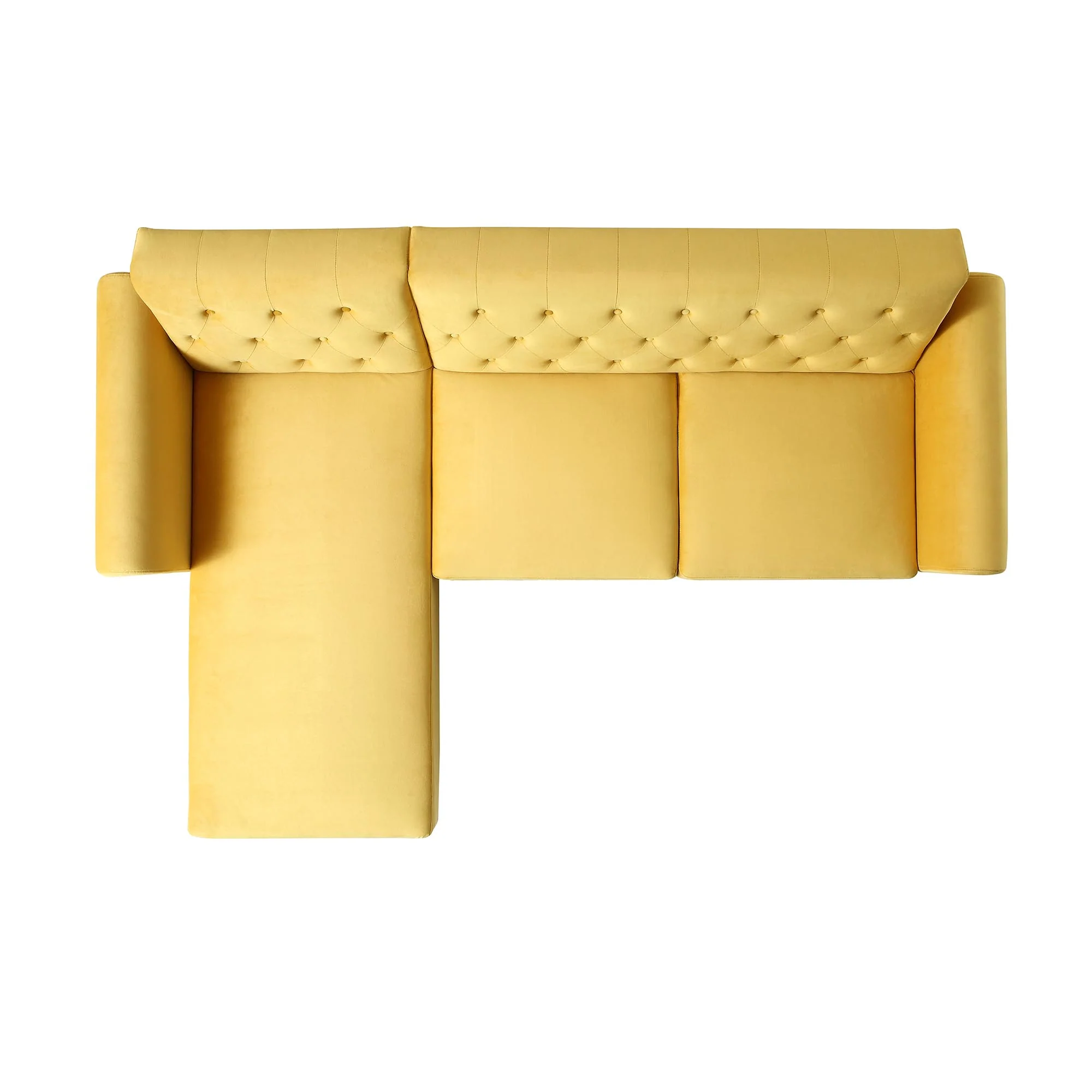 Hanney Chesterfield Chaise Sofabed in Mustard Yellow Velvet - Image 12