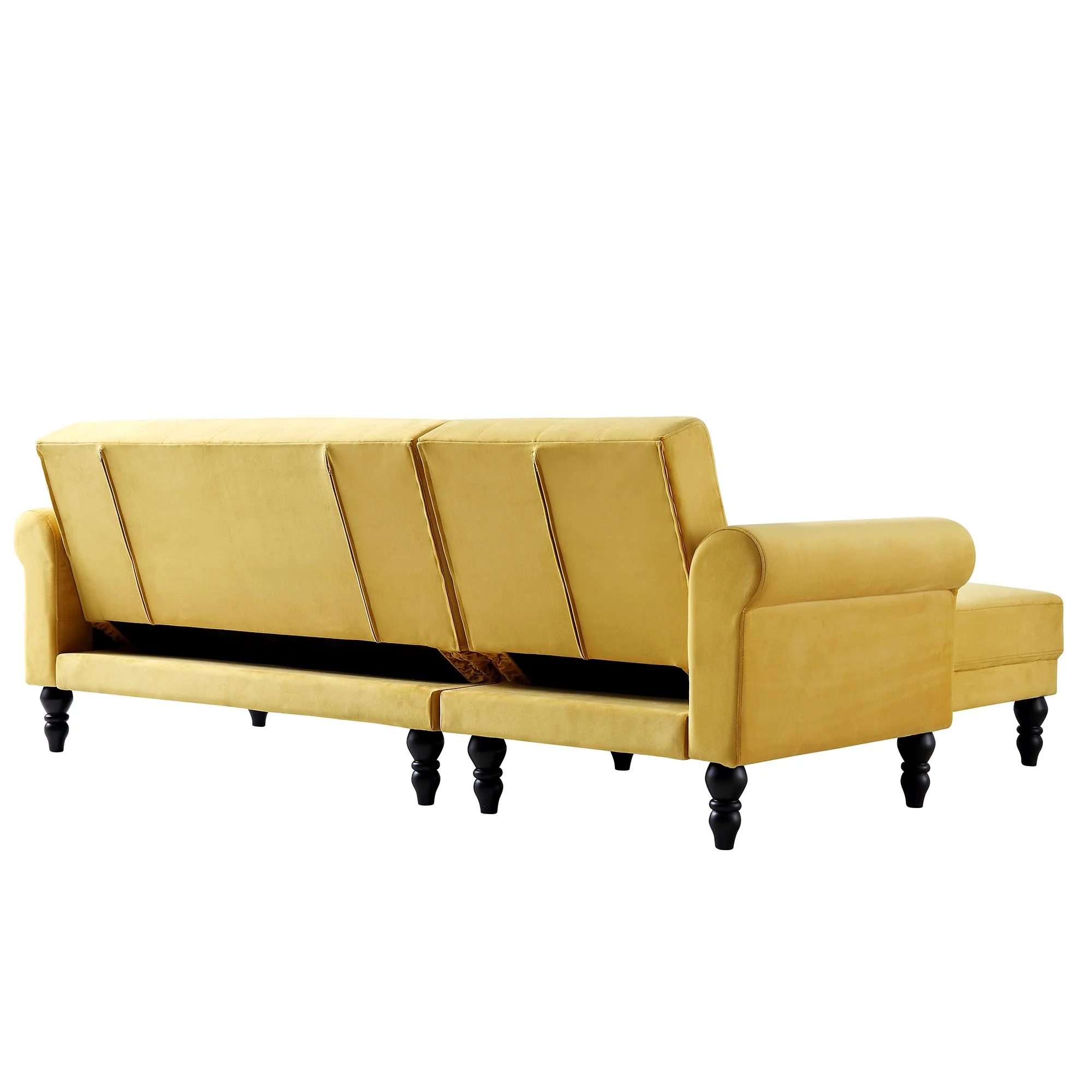 Hanney Chesterfield Chaise Sofabed in Mustard Yellow Velvet - Image 14