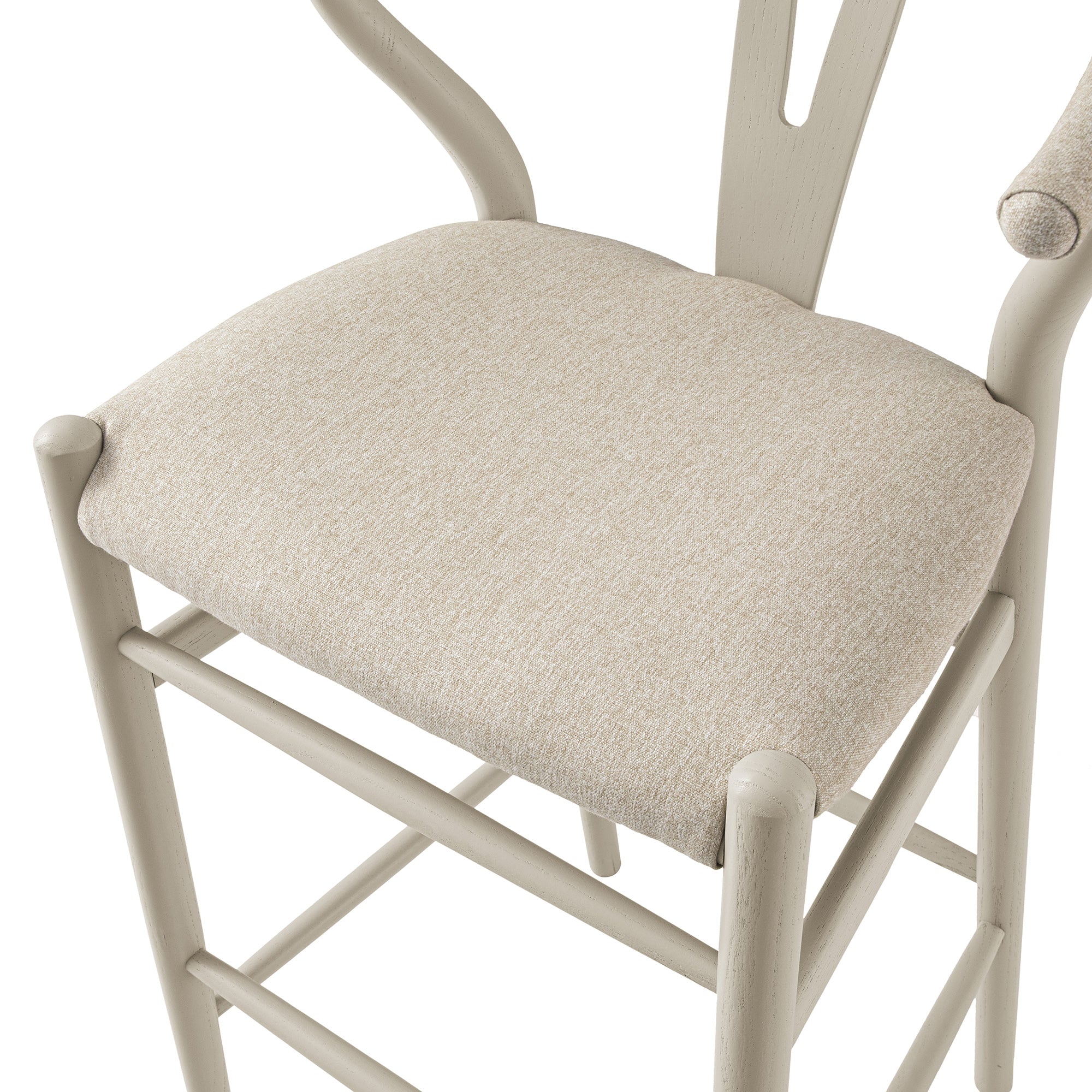 Hansel Bar Stool, Taupe Frame with Oatmeal Fabric Seat - Image 9