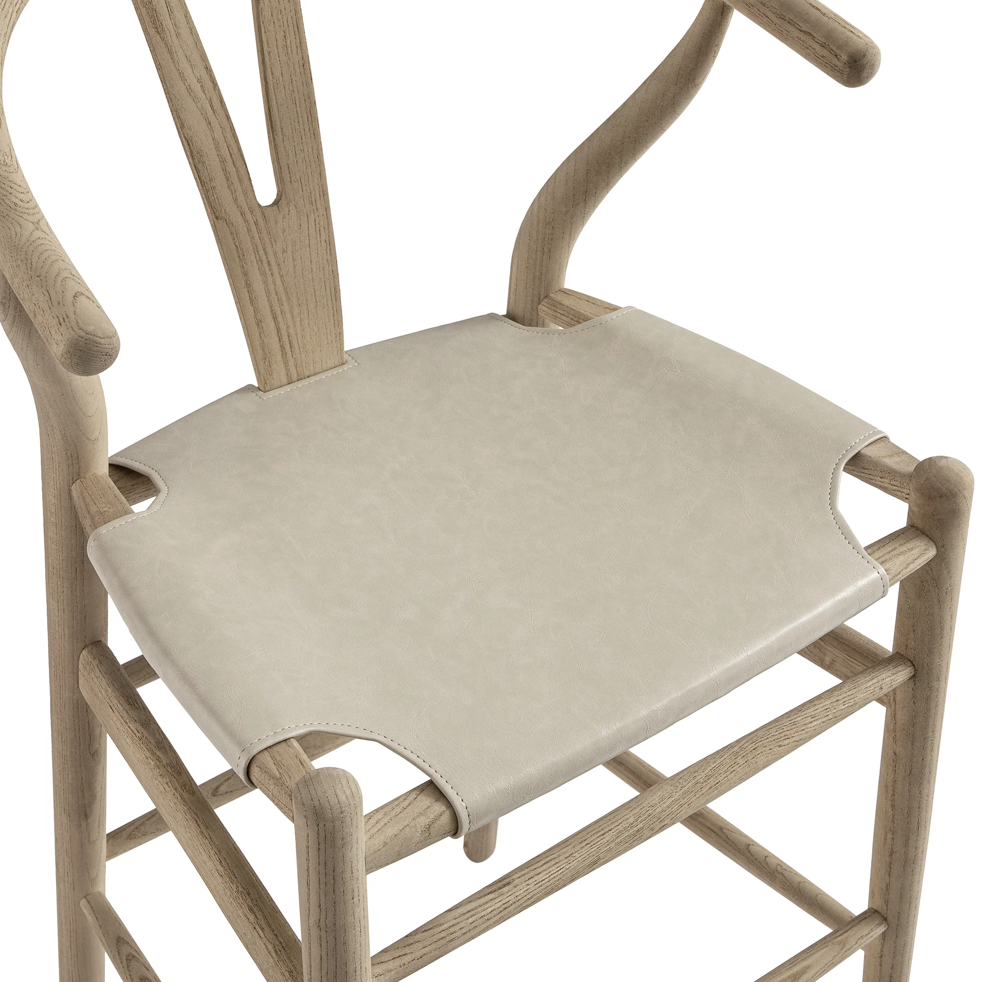 Hansel Counter Stool, Weathered Elm Frame with Light Grey Faux Leather Seat - Image 13