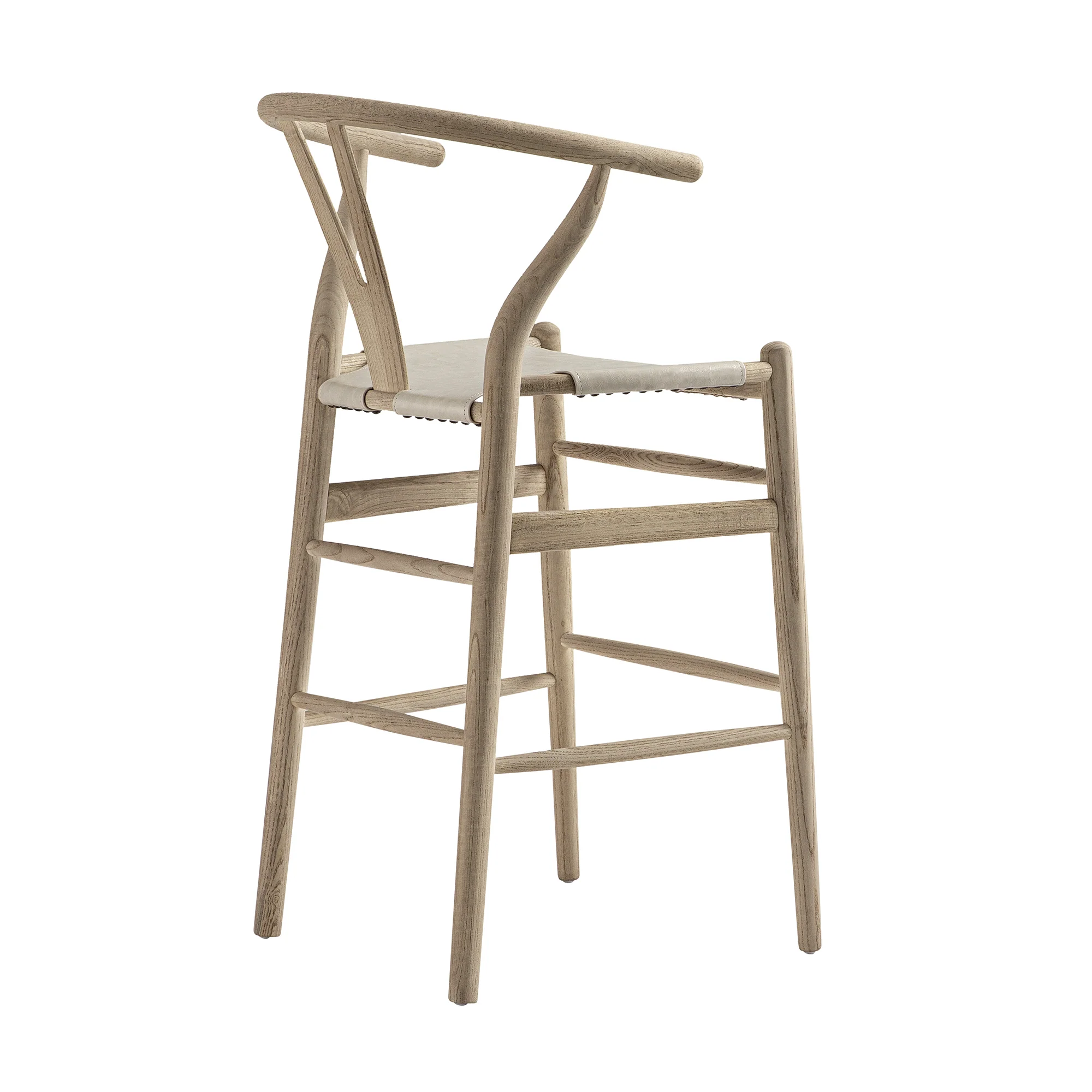 Hansel Counter Stool, Weathered Elm Frame with Light Grey Faux Leather Seat - Image 9
