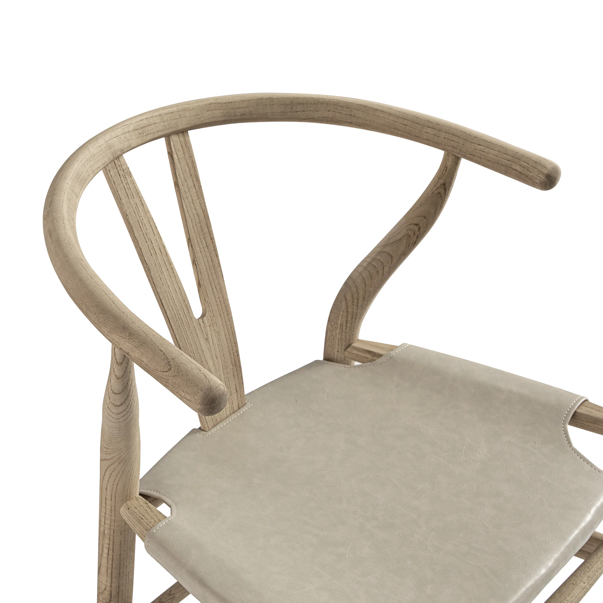 Hansel Bar Stool, Weathered Elm Frame with Light Grey Faux Leather Seat - Image 11