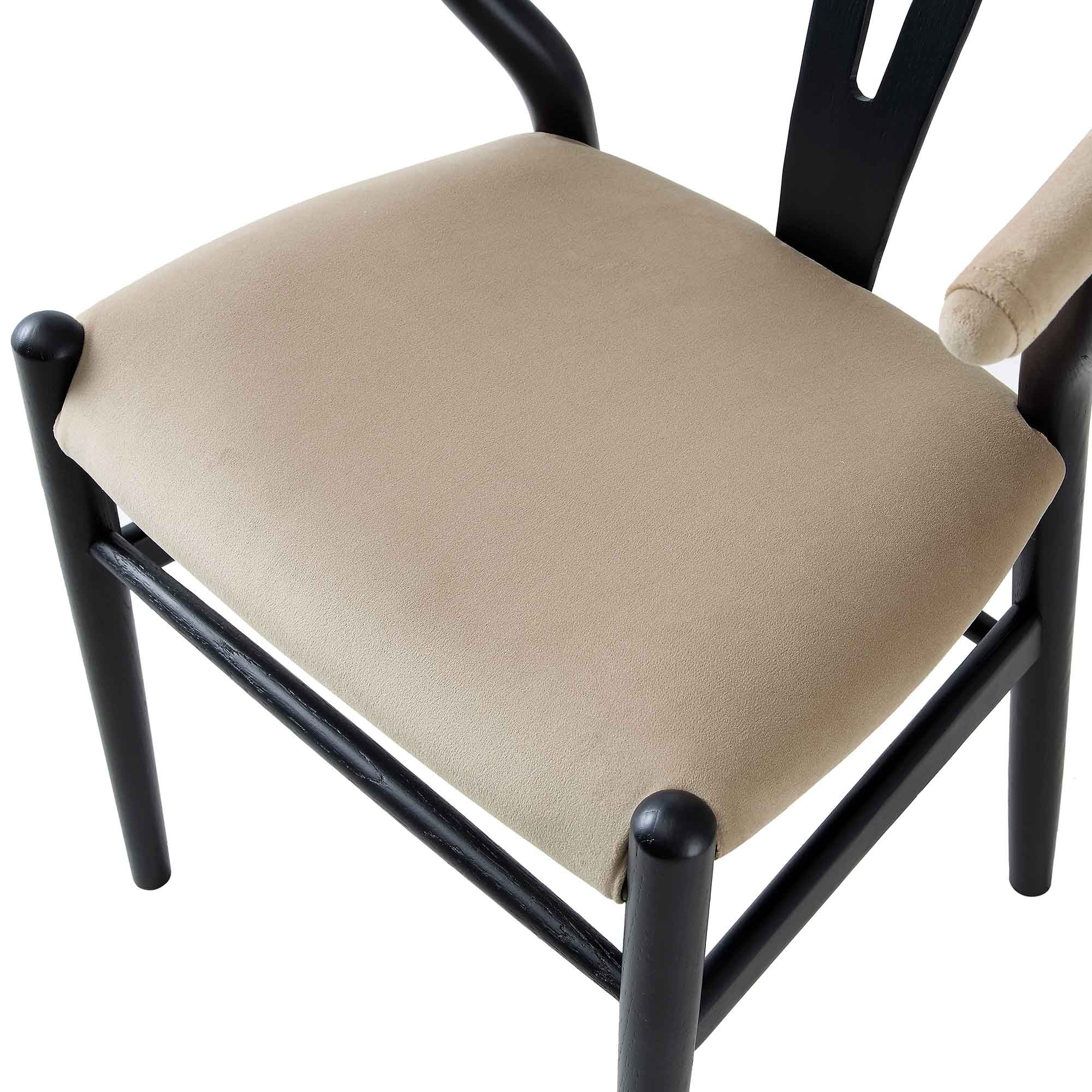 Hansel Padded Dining Chair, Taupe Velvet and Black Frame - Image 11