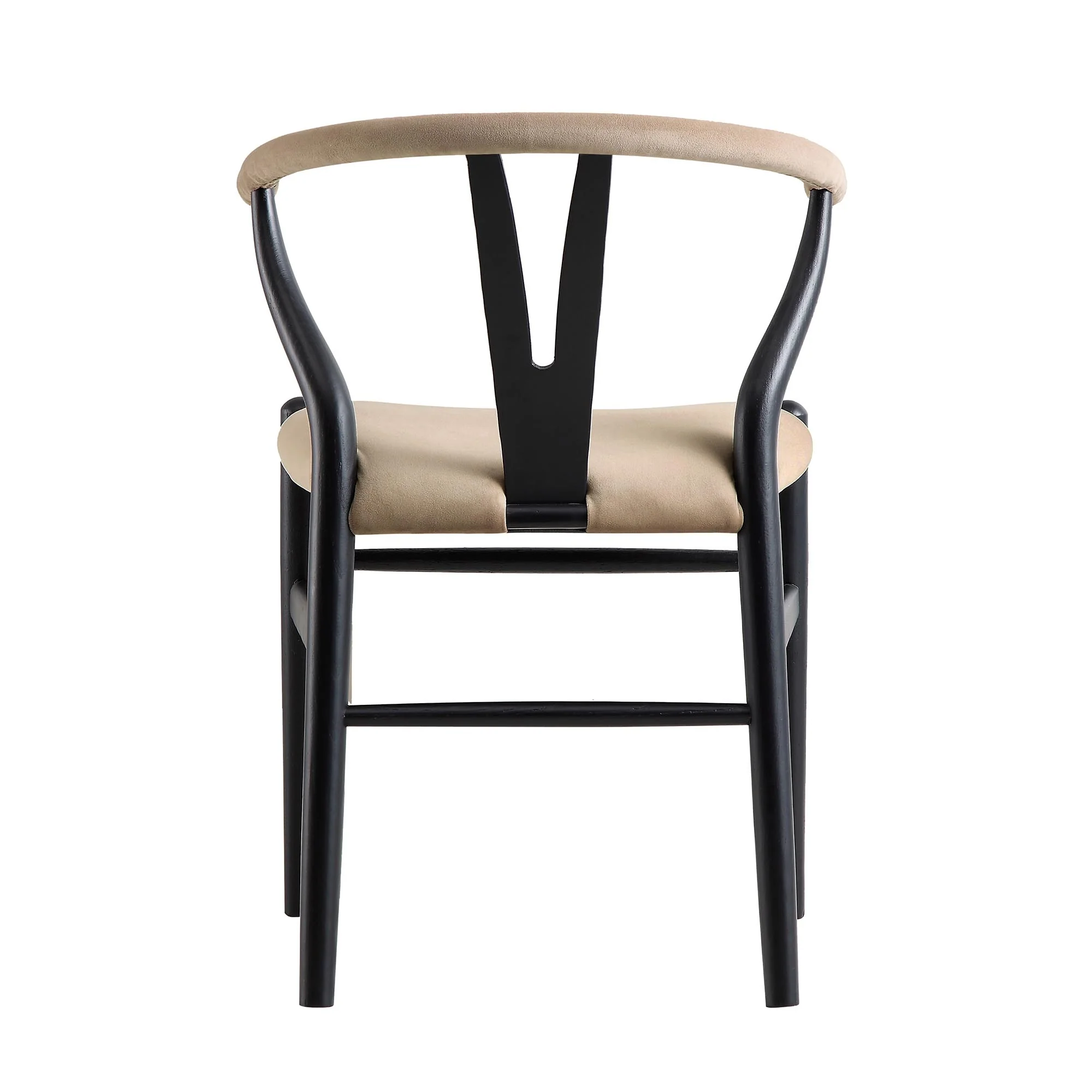 Hansel Padded Dining Chair, Taupe Velvet and Black Frame - Image 9